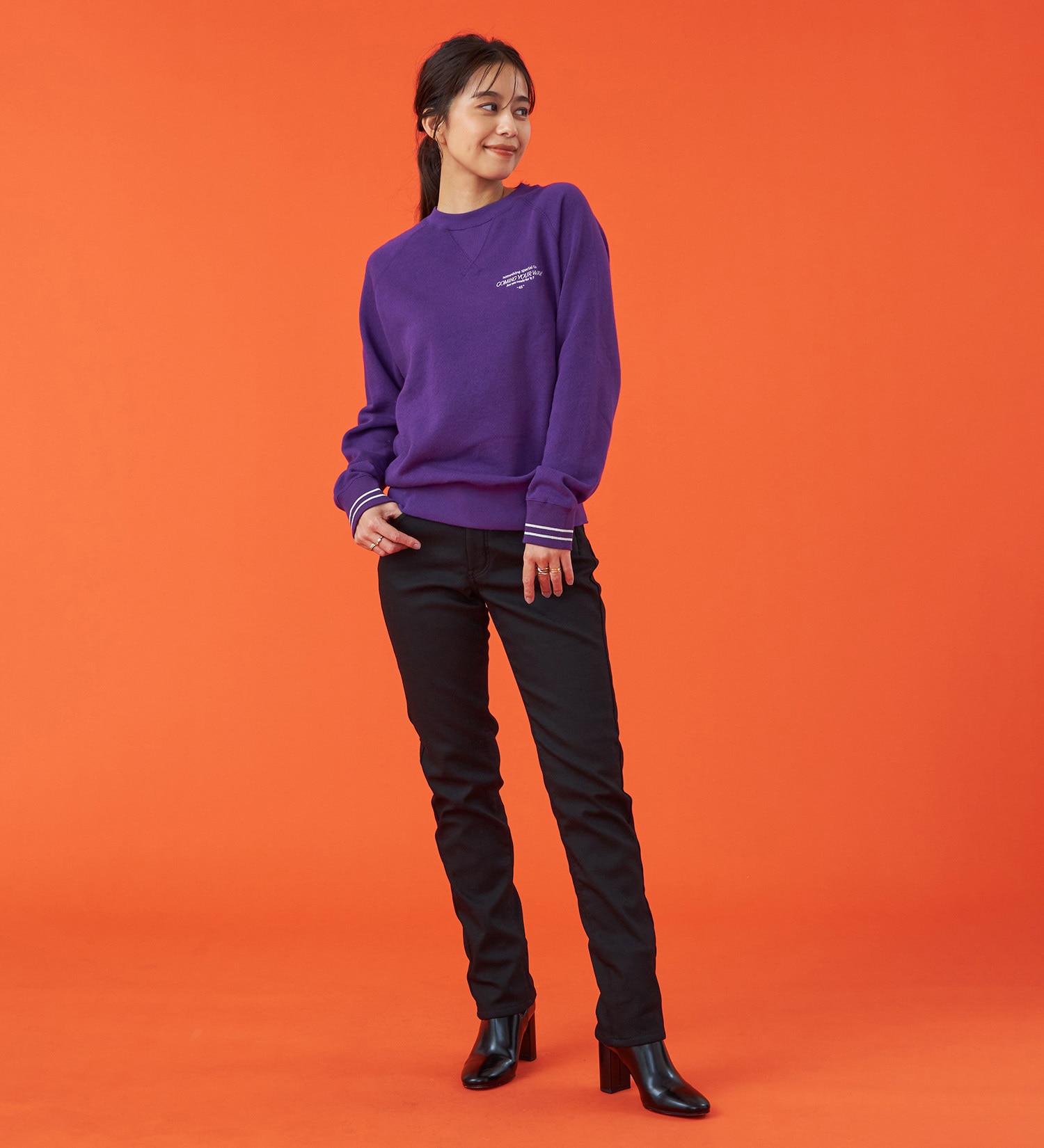 EDWIN(エドウイン)の【予約】EDWIN LADIES 『裏フリースであったかい。』インターナショナルベーシックBODY FIREゆったりストレートデニムパンツ【暖】|パンツ/パンツ/レディース|ブラック