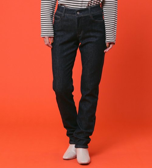【予約P】EDWIN LADIES 『裏フリースであったかい。』インターナショナルベーシックBODY FIREゆったりストレートデニムパンツ【冬用】【暖】