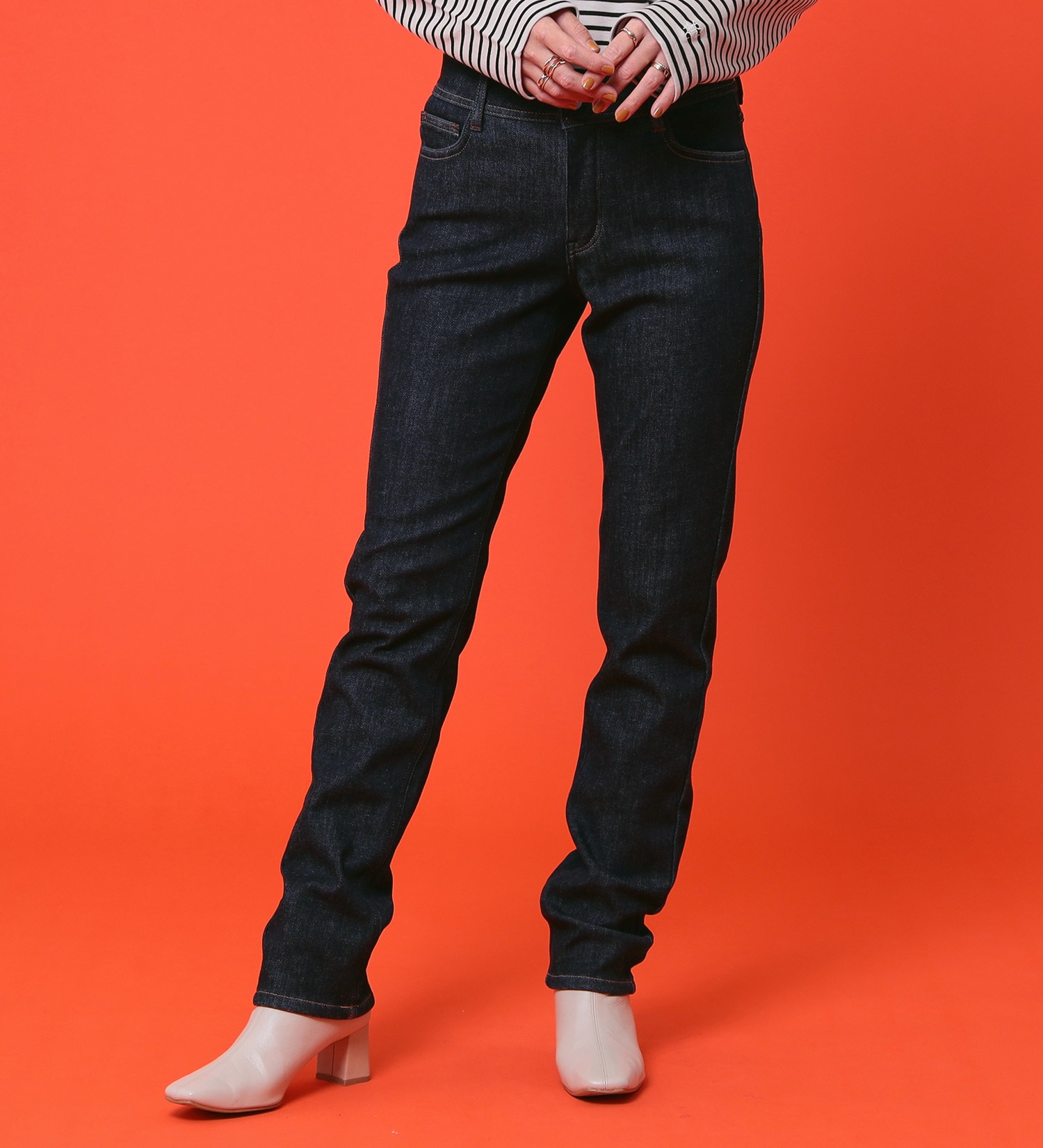 EDWIN(エドウイン)の【予約P】EDWIN LADIES 『裏フリースであったかい。』インターナショナルベーシックBODY FIREゆったりストレートデニムパンツ【冬用】【暖】|パンツ/デニム / ジーンズパンツ/レディース|インディゴブルー