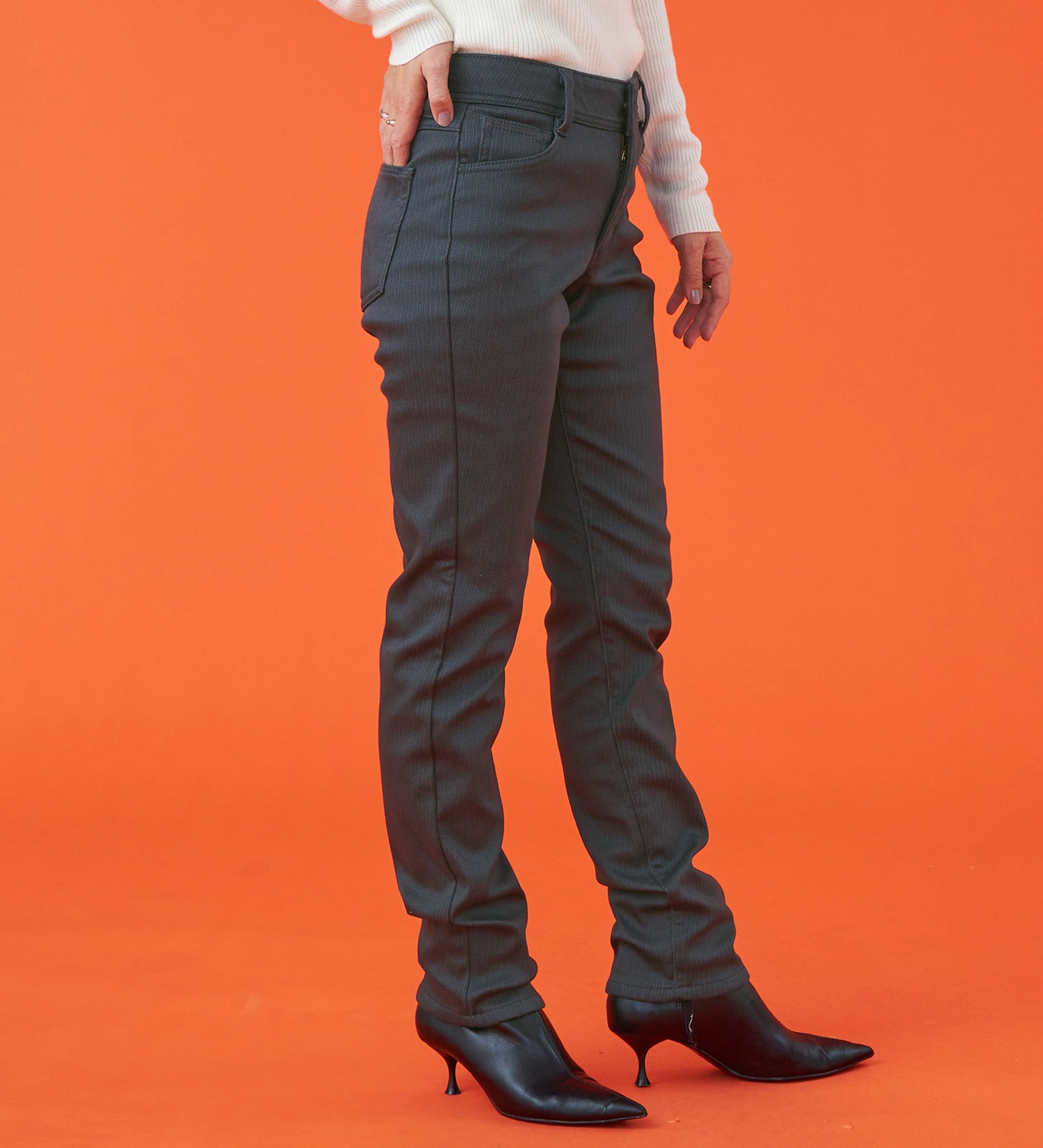 EDWIN(エドウイン)の【予約P】EDWIN LADIES 『裏フリースであったかい。』インターナショナルベーシックBODY FIREゆったりストレートデニムパンツ【冬用】【暖】|パンツ/パンツ/レディース|グレー