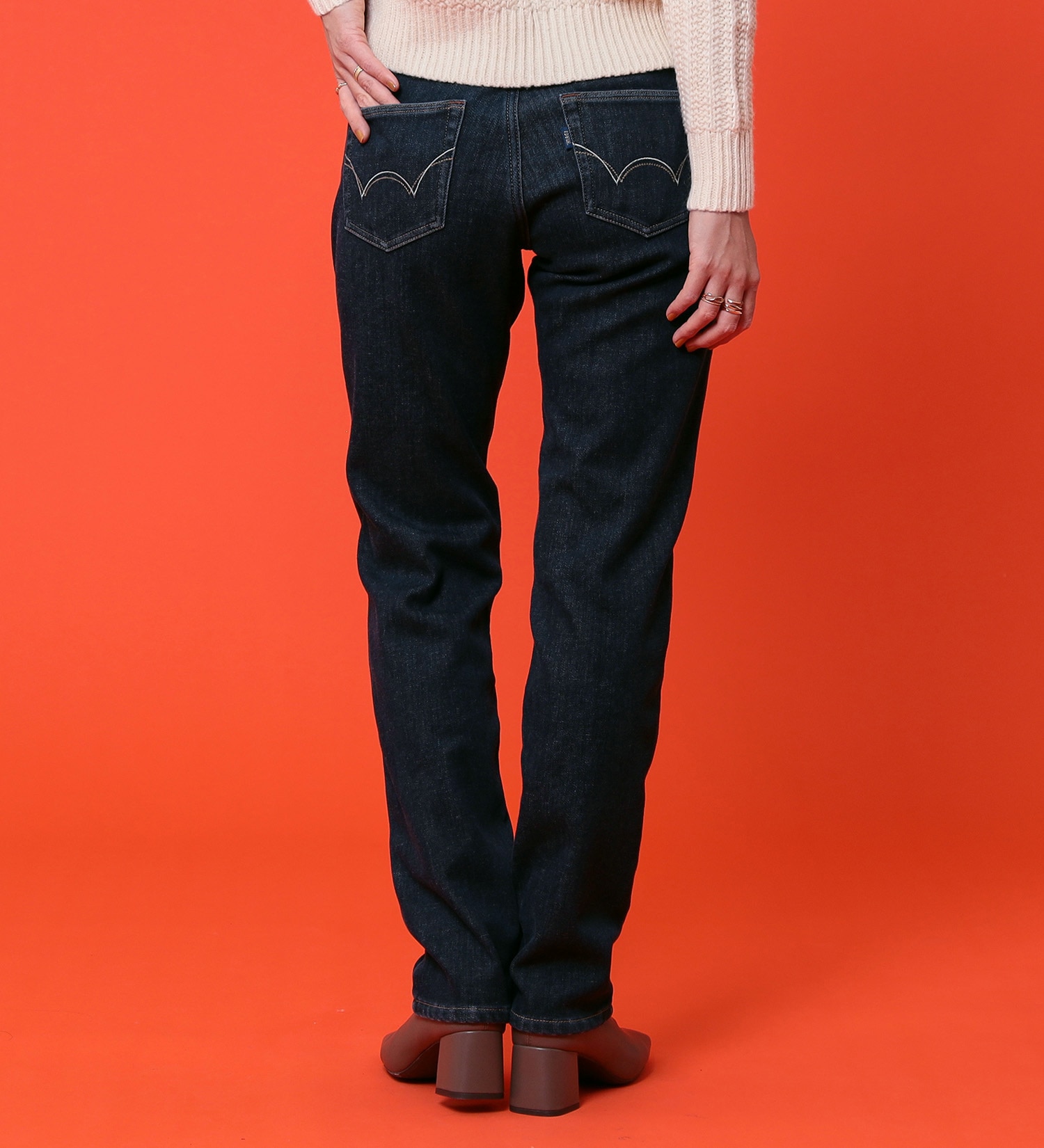 EDWIN(エドウイン)の【予約P】EDWIN LADIES 『裏フリースであったかい。』インターナショナルベーシックBODY FIREゆったりストレートデニムパンツ【冬用】【暖】|パンツ/デニム / ジーンズパンツ/レディース|濃色ブルー