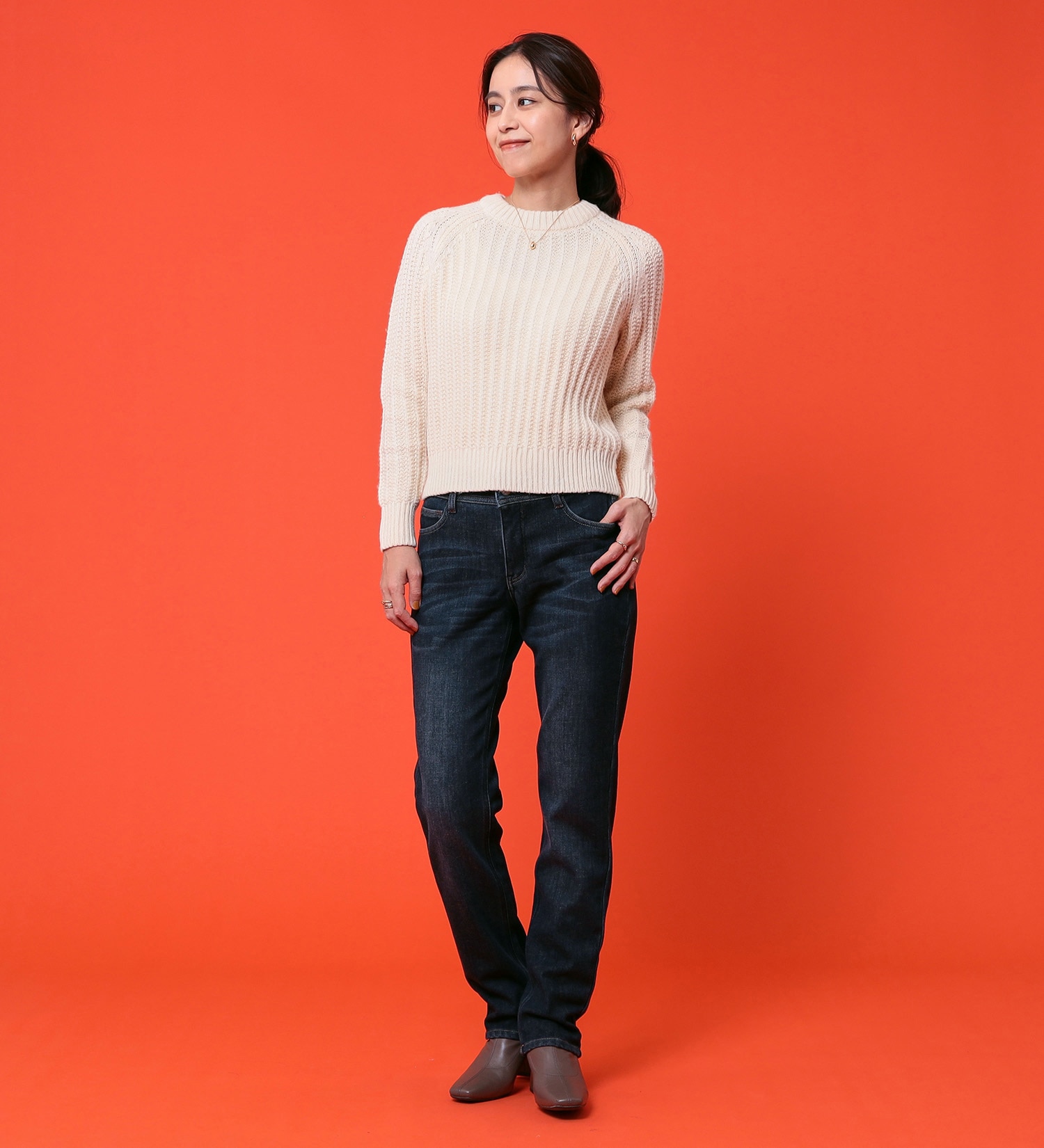 EDWIN(エドウイン)の【予約P】EDWIN LADIES 『裏フリースであったかい。』インターナショナルベーシックBODY FIREゆったりストレートデニムパンツ【冬用】【暖】|パンツ/デニム / ジーンズパンツ/レディース|濃色ブルー