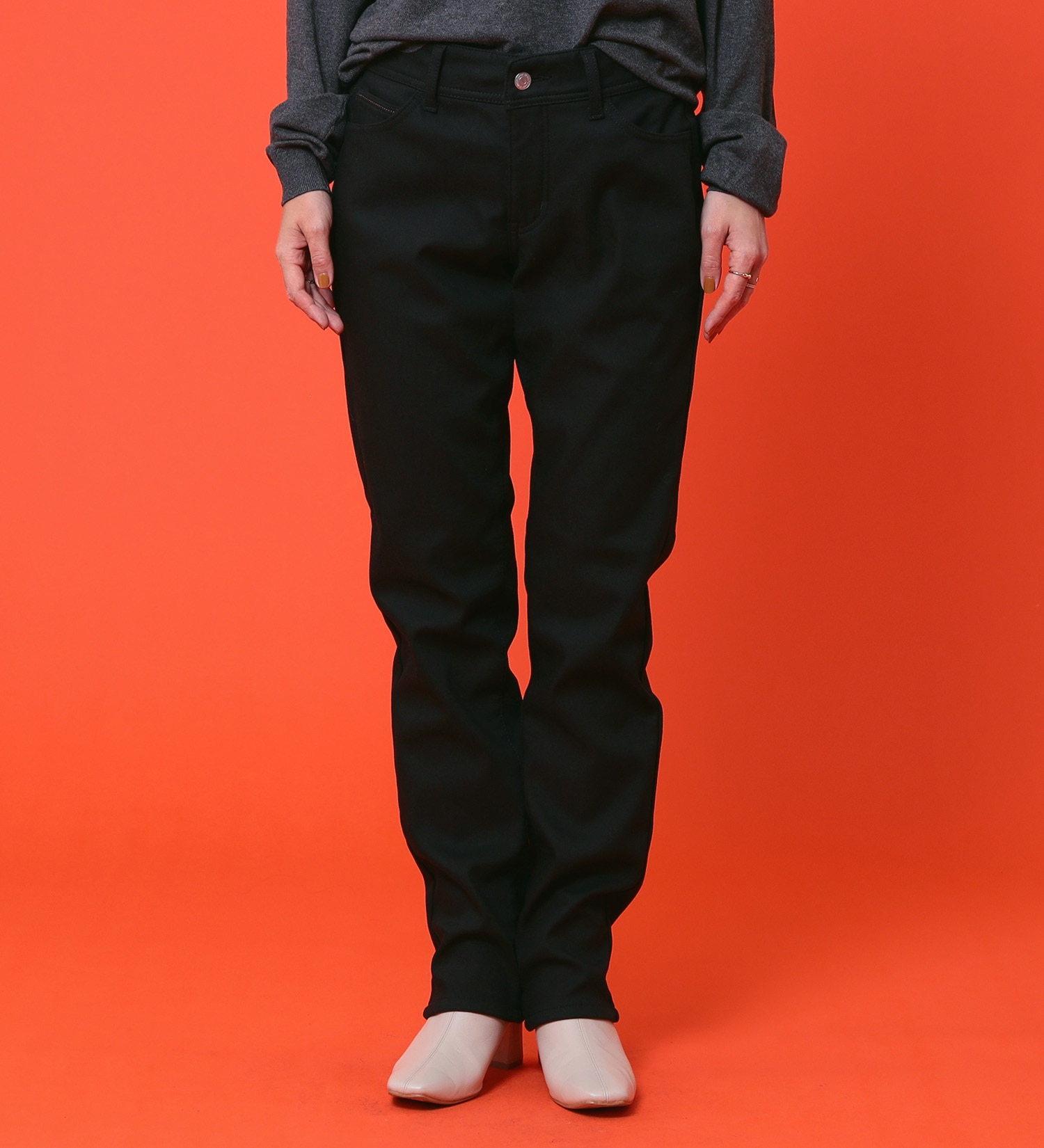 EDWIN(エドウイン)の【予約P】EDWIN LADIES 『裏フリースであったかい。』インターナショナルベーシックBODY FIREゆったりストレートデニムパンツ【冬用】【暖】|パンツ/パンツ/レディース|ブラック