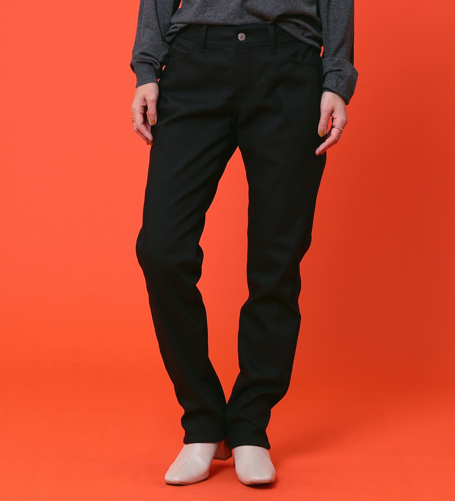 EDWIN(エドウイン)の【予約P】EDWIN LADIES 『裏フリースであったかい。』インターナショナルベーシックBODY FIREゆったりストレートデニムパンツ【冬用】【暖】|パンツ/パンツ/レディース|ブラック