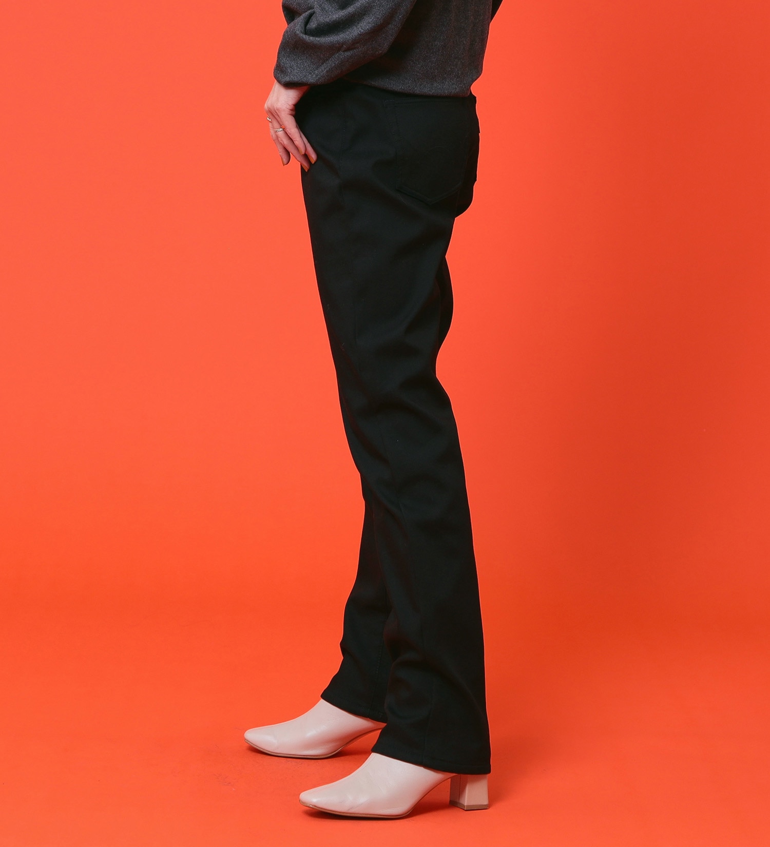 EDWIN(エドウイン)の【予約P】EDWIN LADIES 『裏フリースであったかい。』インターナショナルベーシックBODY FIREゆったりストレートデニムパンツ【冬用】【暖】|パンツ/パンツ/レディース|ブラック
