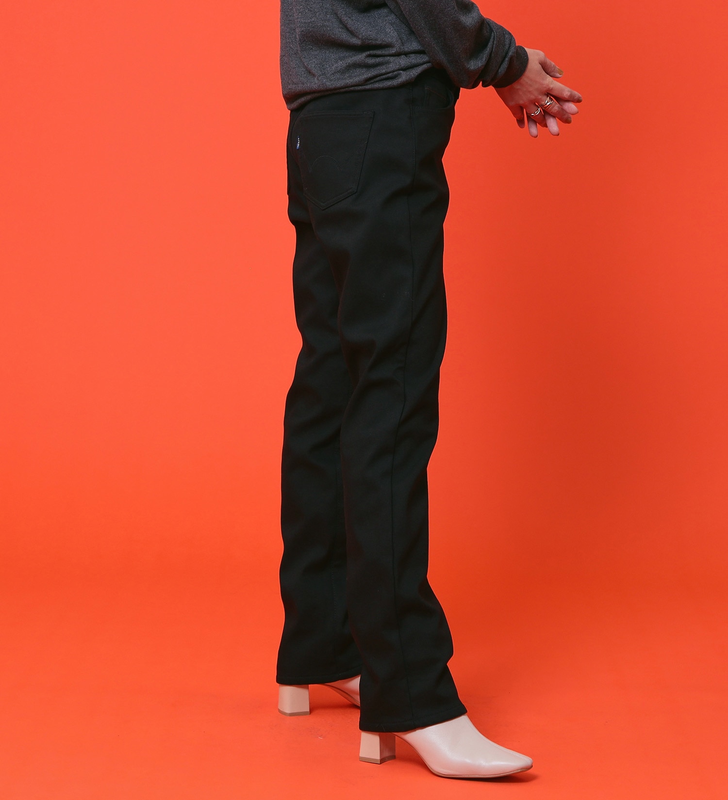 EDWIN(エドウイン)の【予約P】EDWIN LADIES 『裏フリースであったかい。』インターナショナルベーシックBODY FIREゆったりストレートデニムパンツ【冬用】【暖】|パンツ/パンツ/レディース|ブラック