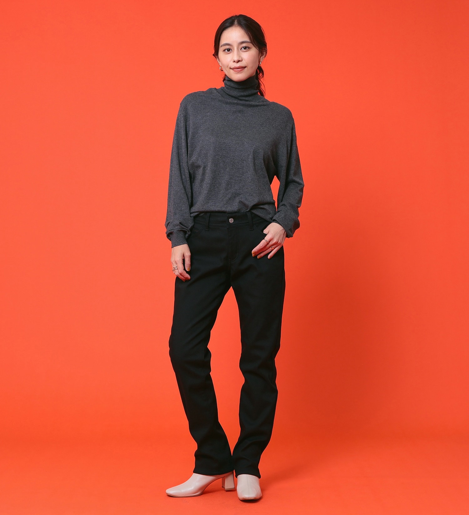 EDWIN(エドウイン)の【予約P】EDWIN LADIES 『裏フリースであったかい。』インターナショナルベーシックBODY FIREゆったりストレートデニムパンツ【冬用】【暖】|パンツ/パンツ/レディース|ブラック