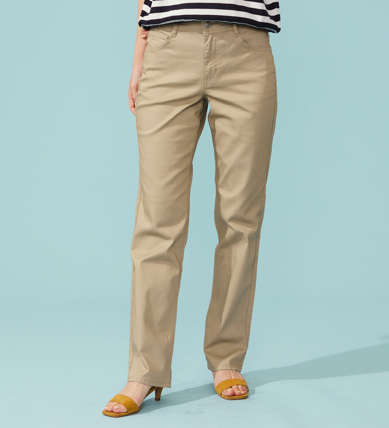 EDWIN(エドウイン)の【予約P】EDWIN LADIES インターナショナルベーシック COOL 股上深め 脚まわりゆったりストレートデニムパンツ【涼】|パンツ/パンツ/レディース|ベージュ