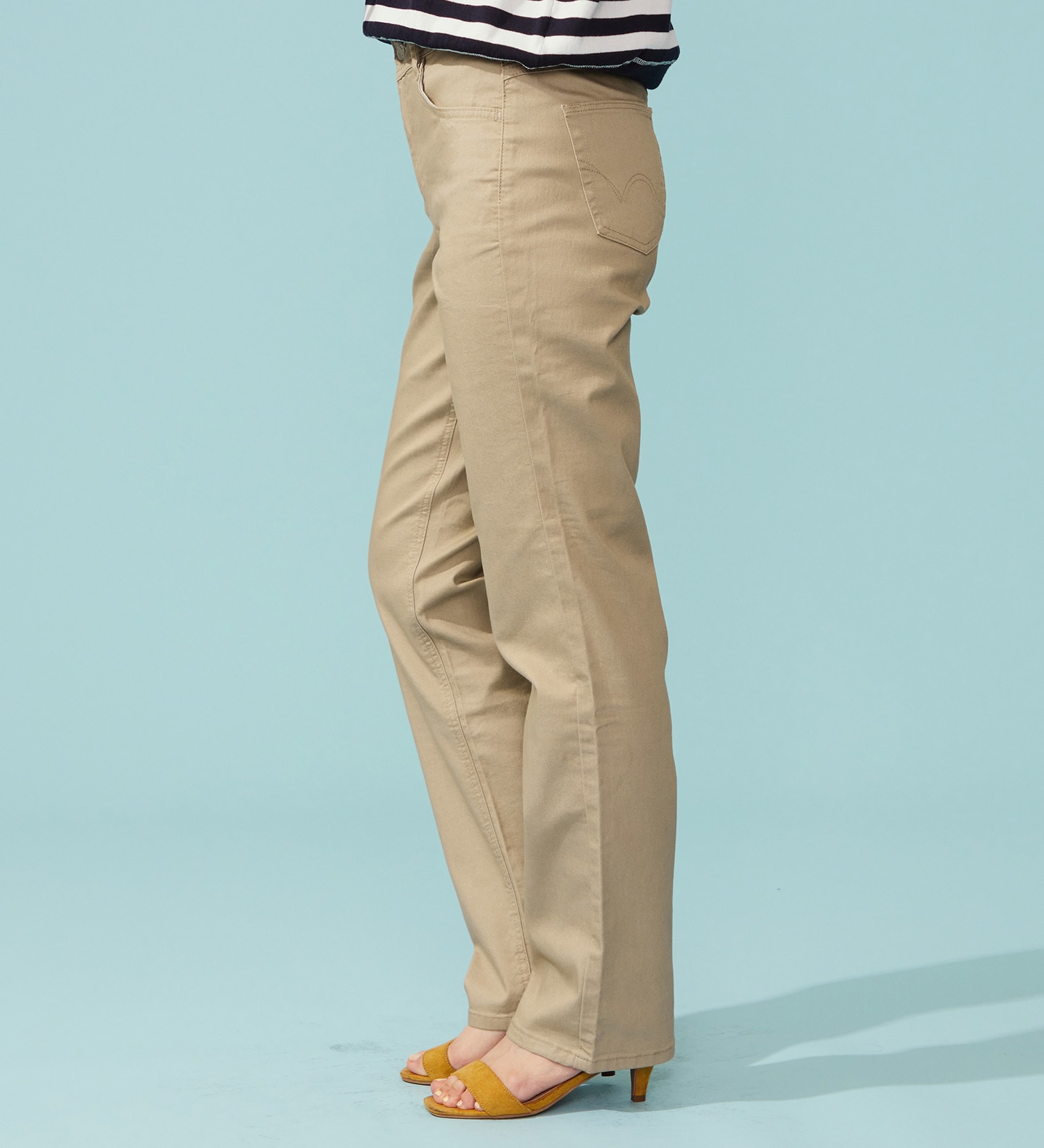 EDWIN(エドウイン)の【予約P】EDWIN LADIES インターナショナルベーシック COOL 股上深め 脚まわりゆったりストレートデニムパンツ【涼】|パンツ/パンツ/レディース|ベージュ