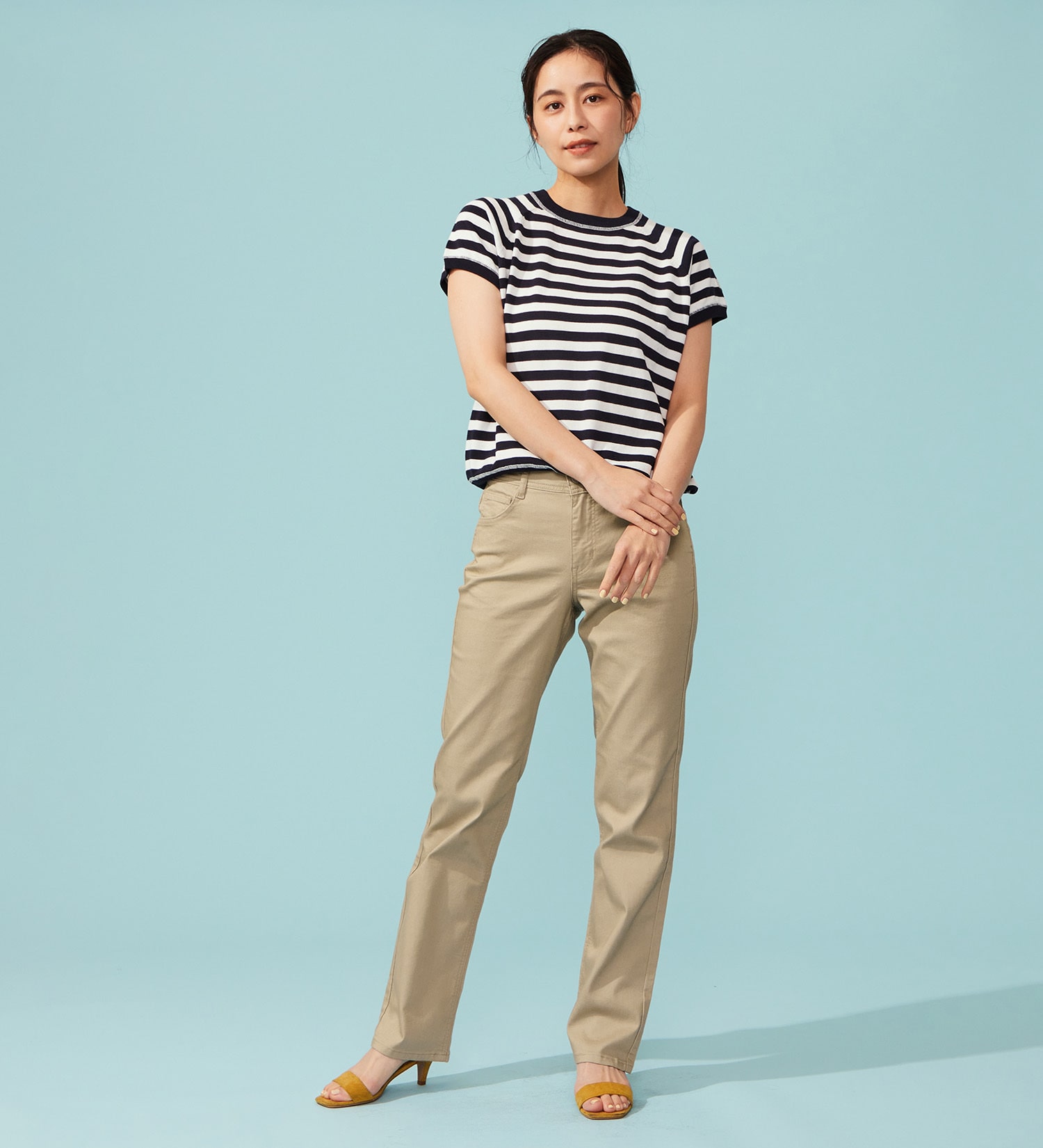 EDWIN(エドウイン)の【予約P】EDWIN LADIES インターナショナルベーシック COOL 股上深め 脚まわりゆったりストレートデニムパンツ【涼】|パンツ/パンツ/レディース|ベージュ