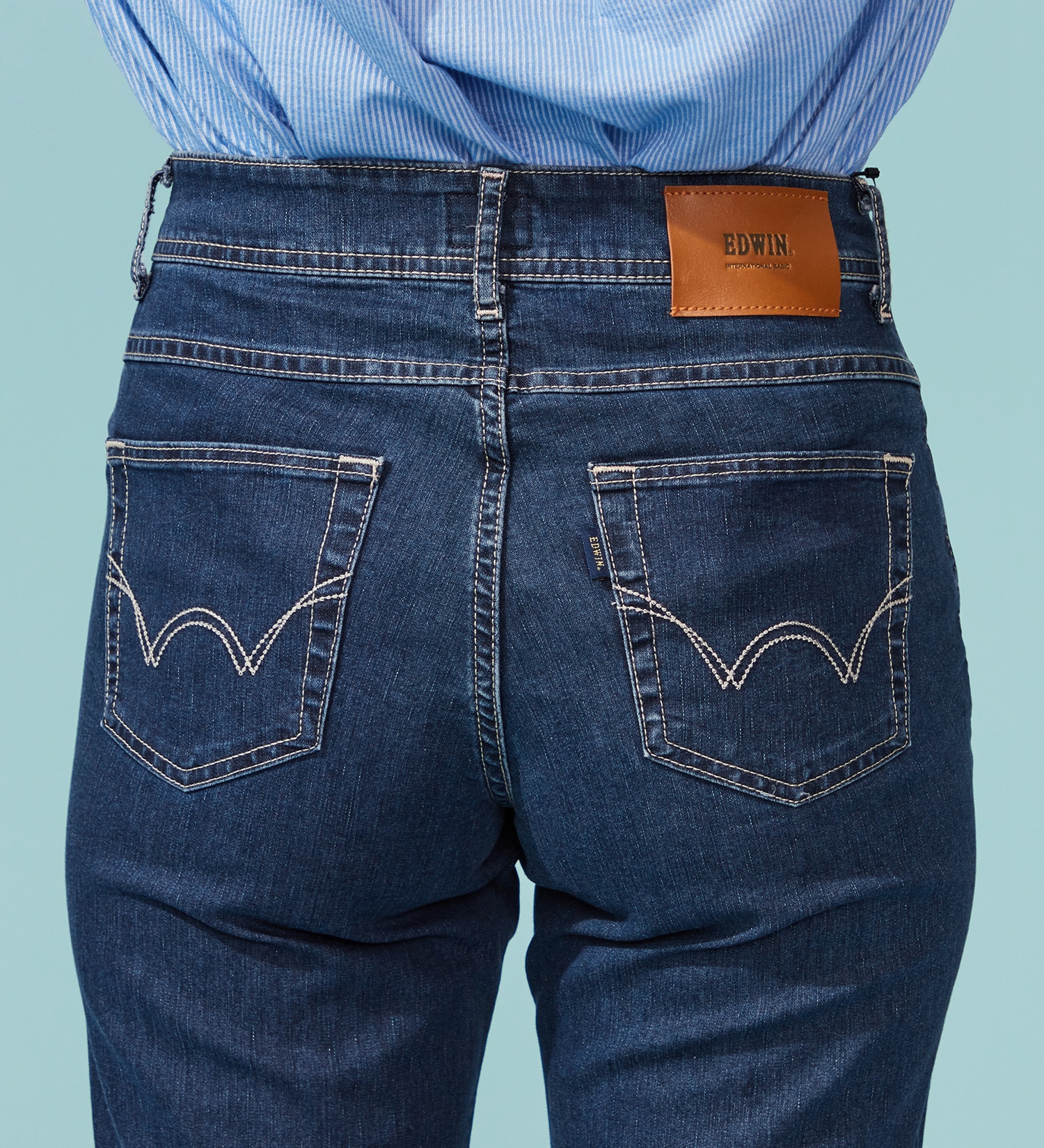 EDWIN(エドウイン)の【予約P】EDWIN LADIES インターナショナルベーシック COOL 股上深め 脚まわりゆったりストレートデニムパンツ【涼】|パンツ/デニム / ジーンズパンツ/レディース|中色ブルー