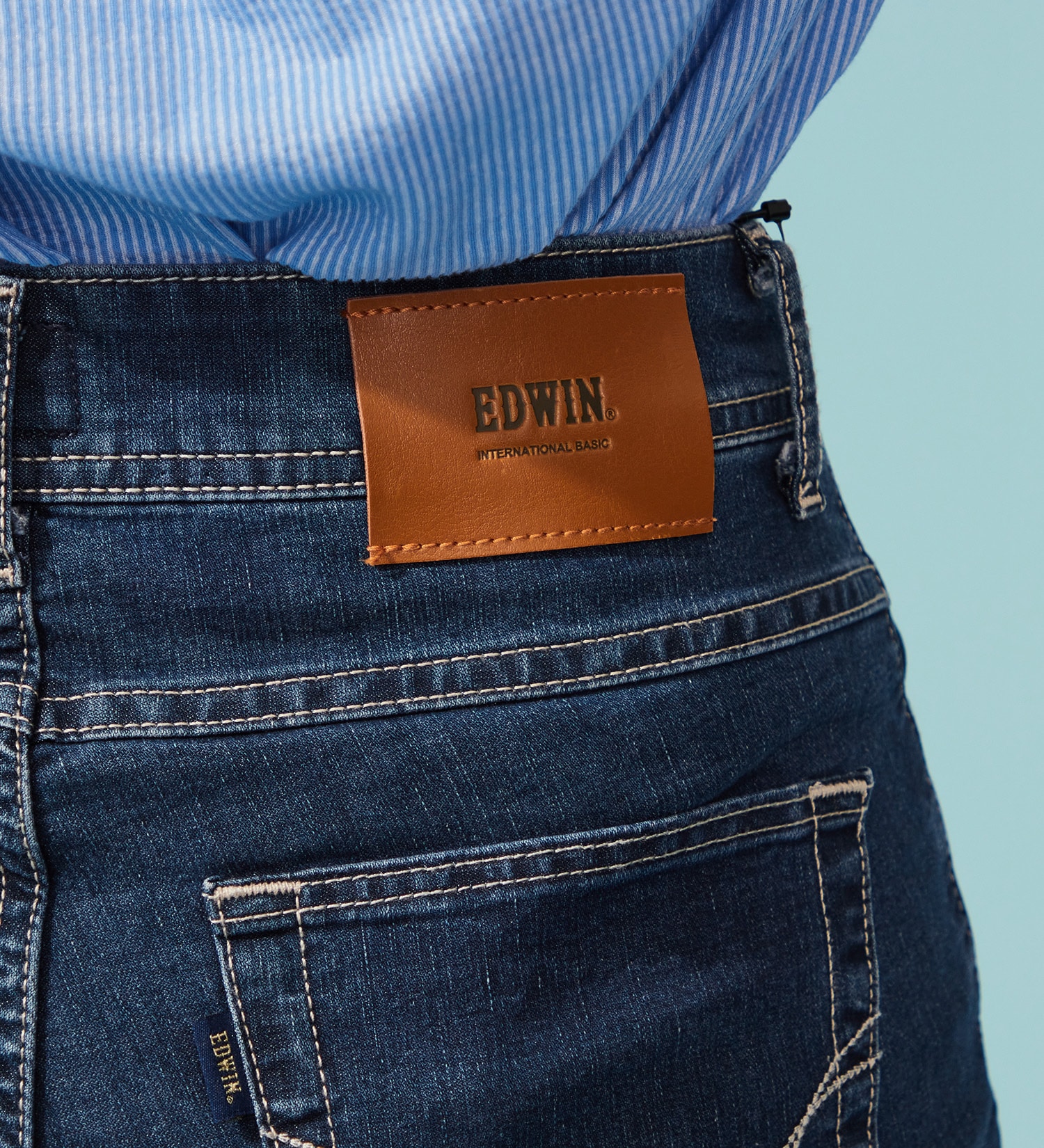 EDWIN(エドウイン)の【予約P】EDWIN LADIES インターナショナルベーシック COOL 股上深め 脚まわりゆったりストレートデニムパンツ【涼】|パンツ/デニム / ジーンズパンツ/レディース|中色ブルー