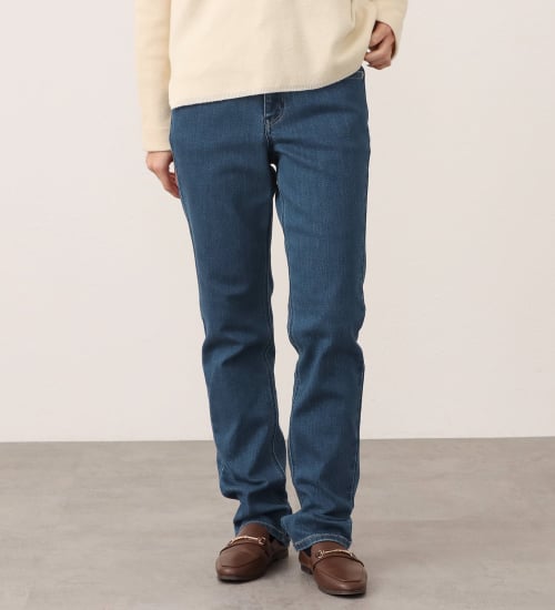 EDWIN(エドウイン)のEDWIN LADIES インターナショナルベーシック すっきりストレートデニムパンツ|パンツ/デニム / ジーンズパンツ/レディース|中色ブルー