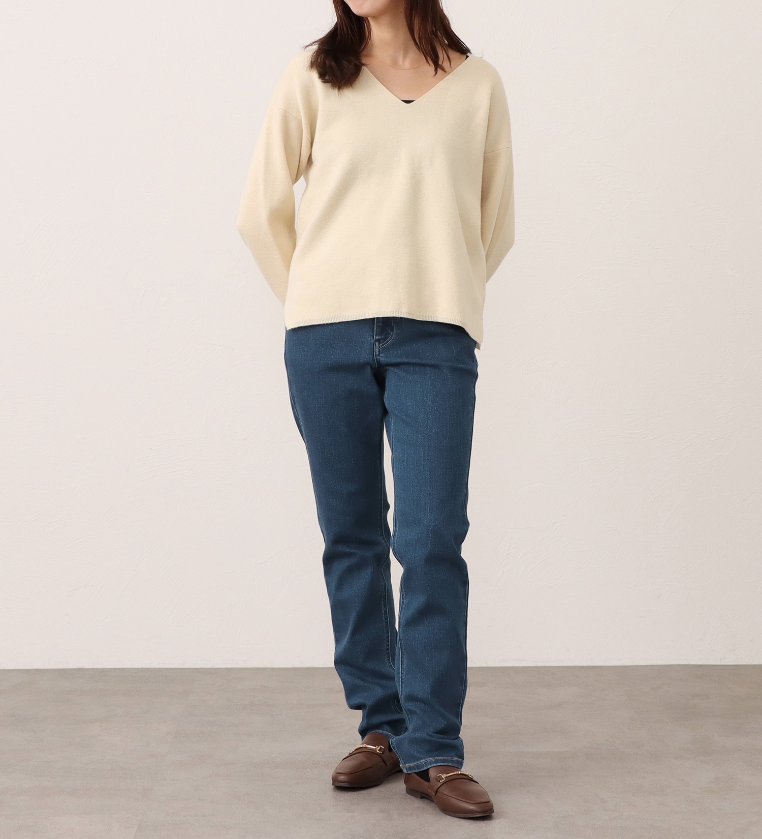 EDWIN(エドウイン)のEDWIN LADIES インターナショナルベーシック すっきりストレートデニムパンツ|パンツ/デニム / ジーンズパンツ/レディース|中色ブルー