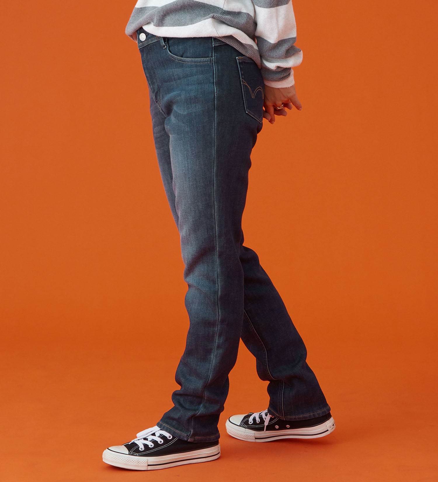 EDWIN(エドウイン)の【予約P】EDWIN LADIES インターナショナルベーシック BODY FIREすっきりストレートデニムパンツ【暖/冬用】|パンツ/デニム / ジーンズパンツ/レディース|濃色ブルー