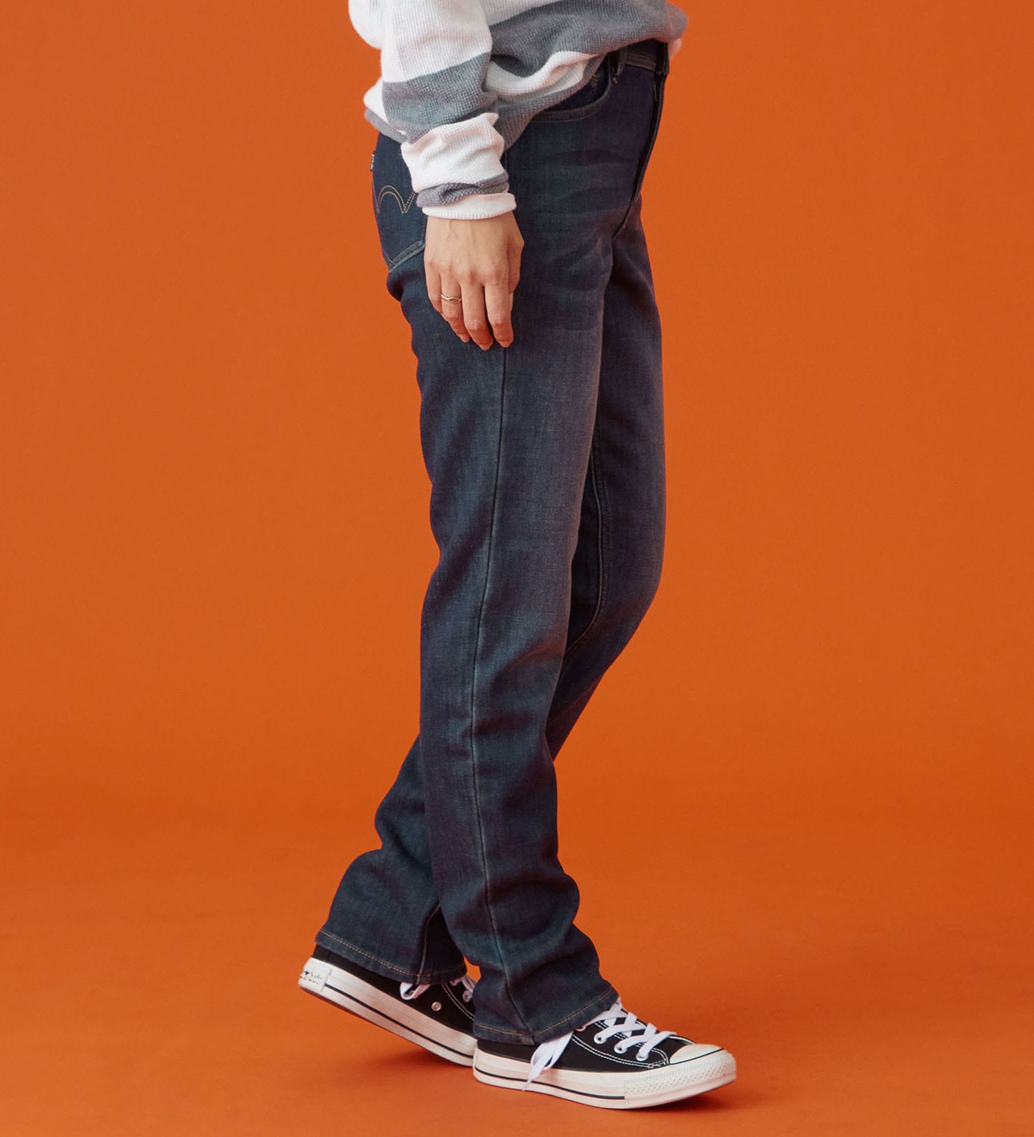 EDWIN(エドウイン)の【予約P】EDWIN LADIES インターナショナルベーシック BODY FIREすっきりストレートデニムパンツ【暖/冬用】|パンツ/デニム / ジーンズパンツ/レディース|濃色ブルー