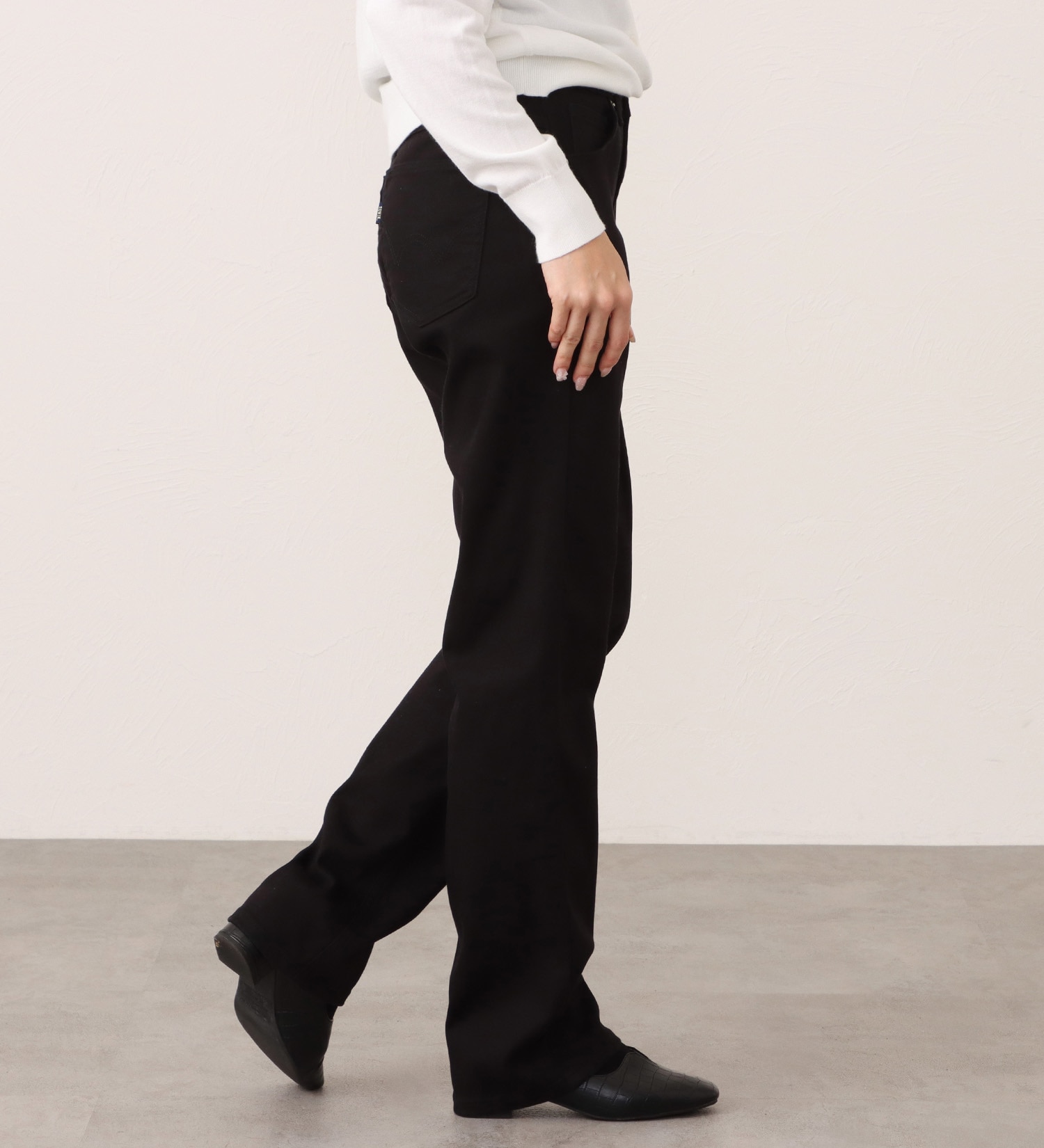 EDWIN(エドウイン)のEDWIN LADIES インターナショナルベーシック ゆったりストレートデニムパンツ|パンツ/デニム / ジーンズパンツ/レディース|ブラック