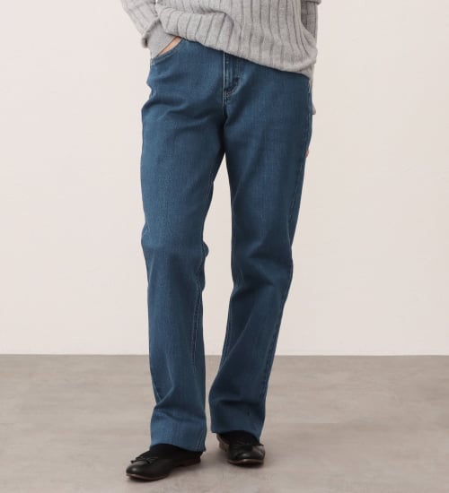 EDWIN(エドウイン)のEDWIN LADIES インターナショナルベーシック ゆったりストレートデニムパンツ|パンツ/デニム / ジーンズパンツ/レディース|中色ブルー