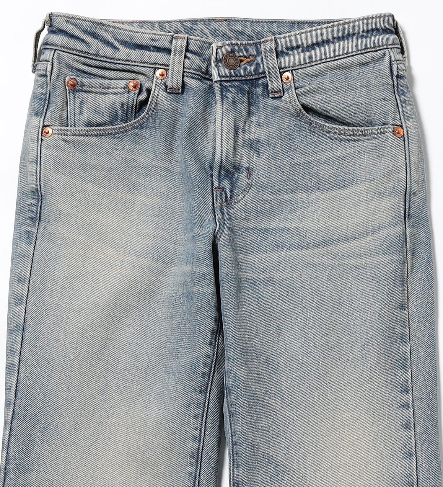 EDWIN(エドウイン)の【試着対象】EDWIN LADIES ニュークラシック ローライズ カットオフフレアデニムパンツ|パンツ/デニム / ジーンズパンツ/レディース|淡色ブルー