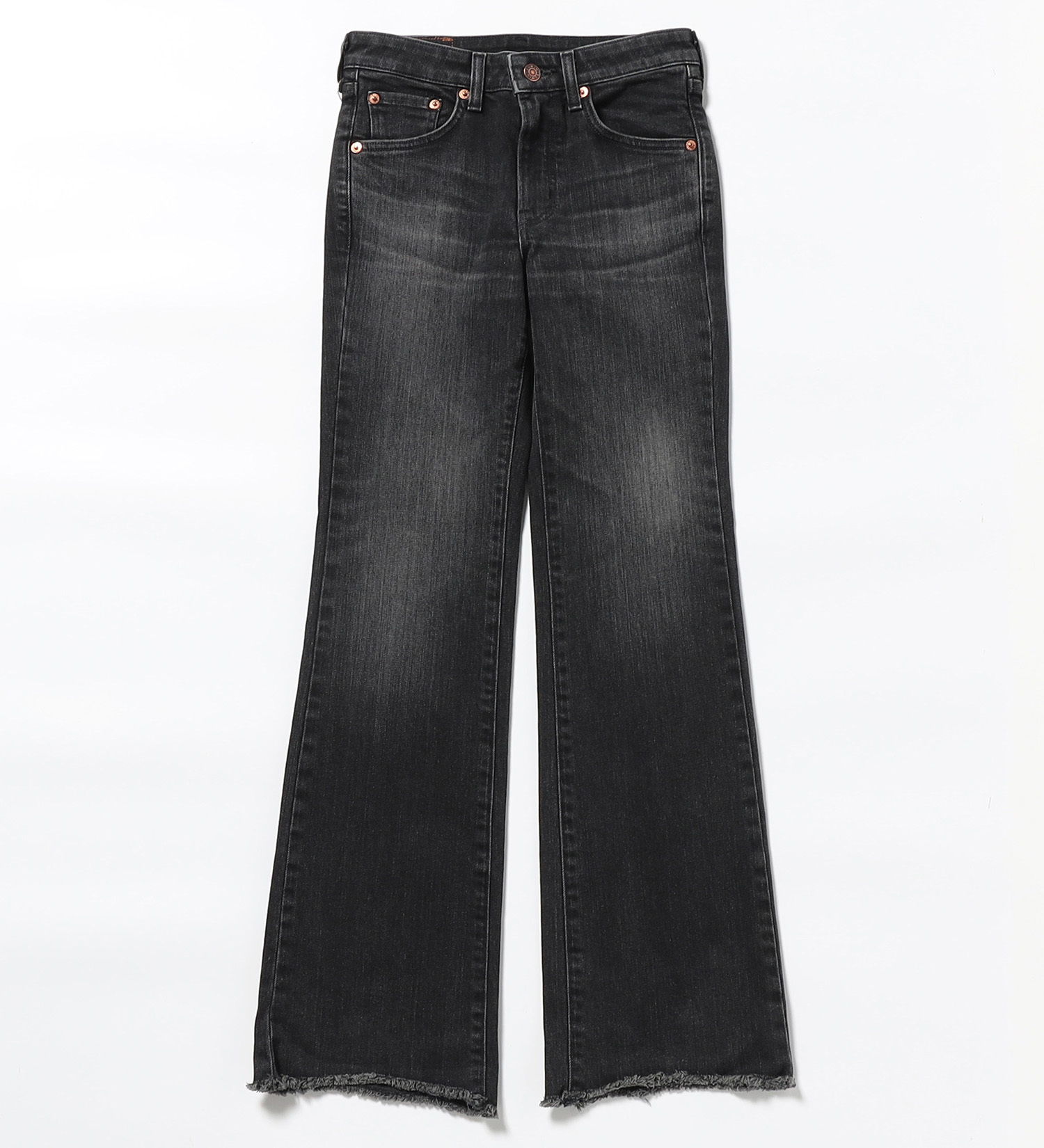 EDWIN(エドウイン)の【試着対象】EDWIN LADIES ニュークラシック ローライズ カットオフフレアデニムパンツ|パンツ/デニム / ジーンズパンツ/レディース|ブラックデニム