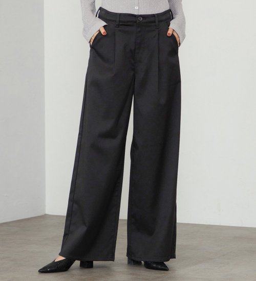 EDWIN(エドウイン)の【予約】【WEB・直営店舗限定】EDWIN LADIES ハタラクロ タックワイドスラックスパンツ|パンツ/スラックス/レディース|ブラック