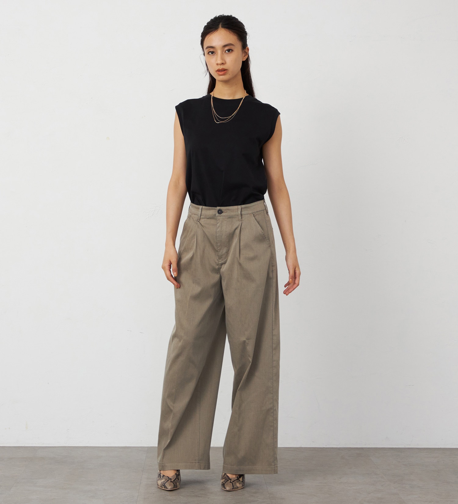 EDWIN(エドウイン)の【WEB・直営店舗限定】EDWIN LADIES キレカジ ワイドスラックスパンツ【洗える・防シワ】|パンツ/スラックス/レディース|ベージュ