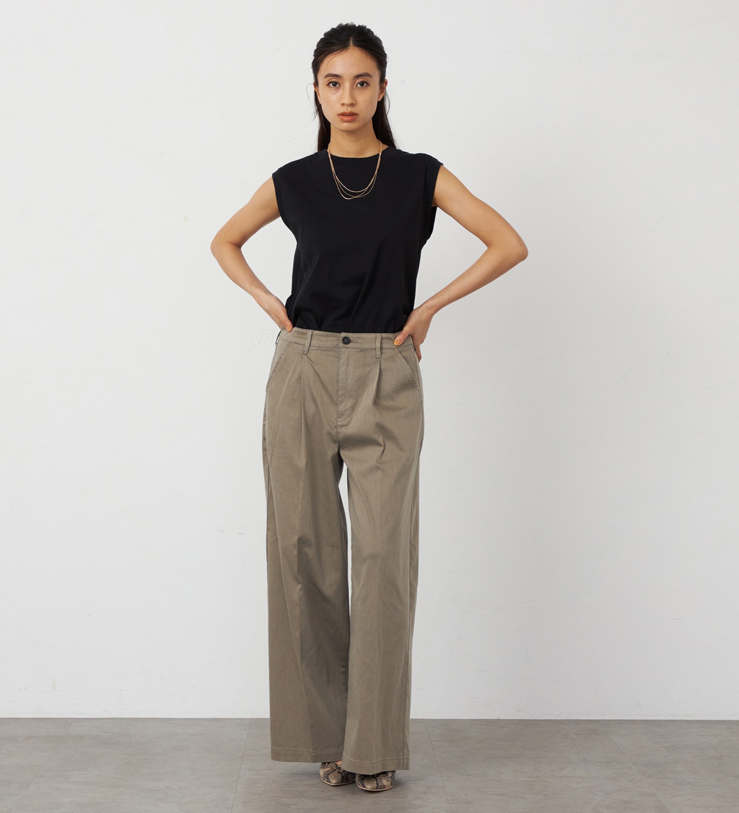 EDWIN(エドウイン)の【WEB・直営店舗限定】EDWIN LADIES キレカジ ワイドスラックスパンツ【洗える・防シワ】|パンツ/スラックス/レディース|ベージュ