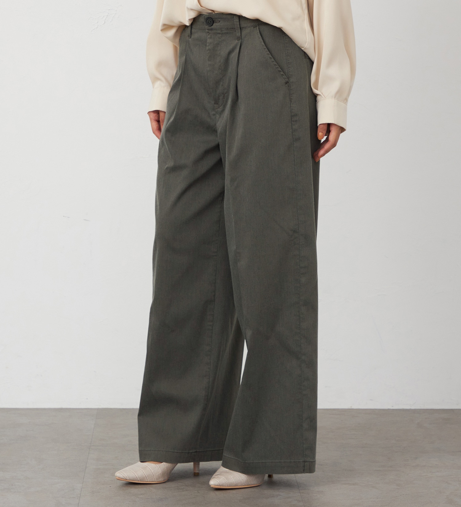 EDWIN(エドウイン)の【WEB・直営店舗限定】EDWIN LADIES キレカジ ワイドスラックスパンツ【洗える・防シワ】|パンツ/スラックス/レディース|ブラウン