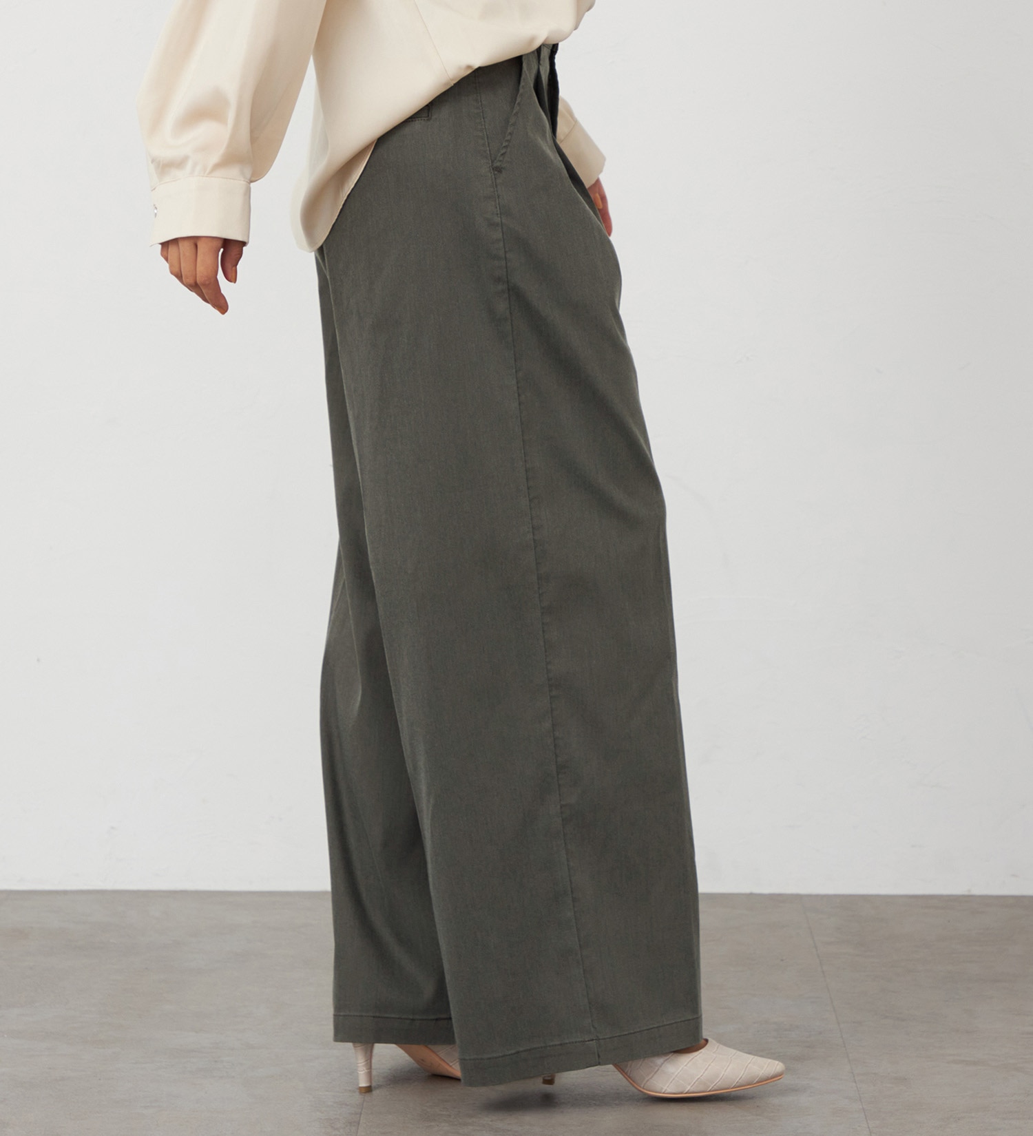EDWIN(エドウイン)の【WEB・直営店舗限定】EDWIN LADIES キレカジ ワイドスラックスパンツ【洗える・防シワ】|パンツ/スラックス/レディース|ブラウン