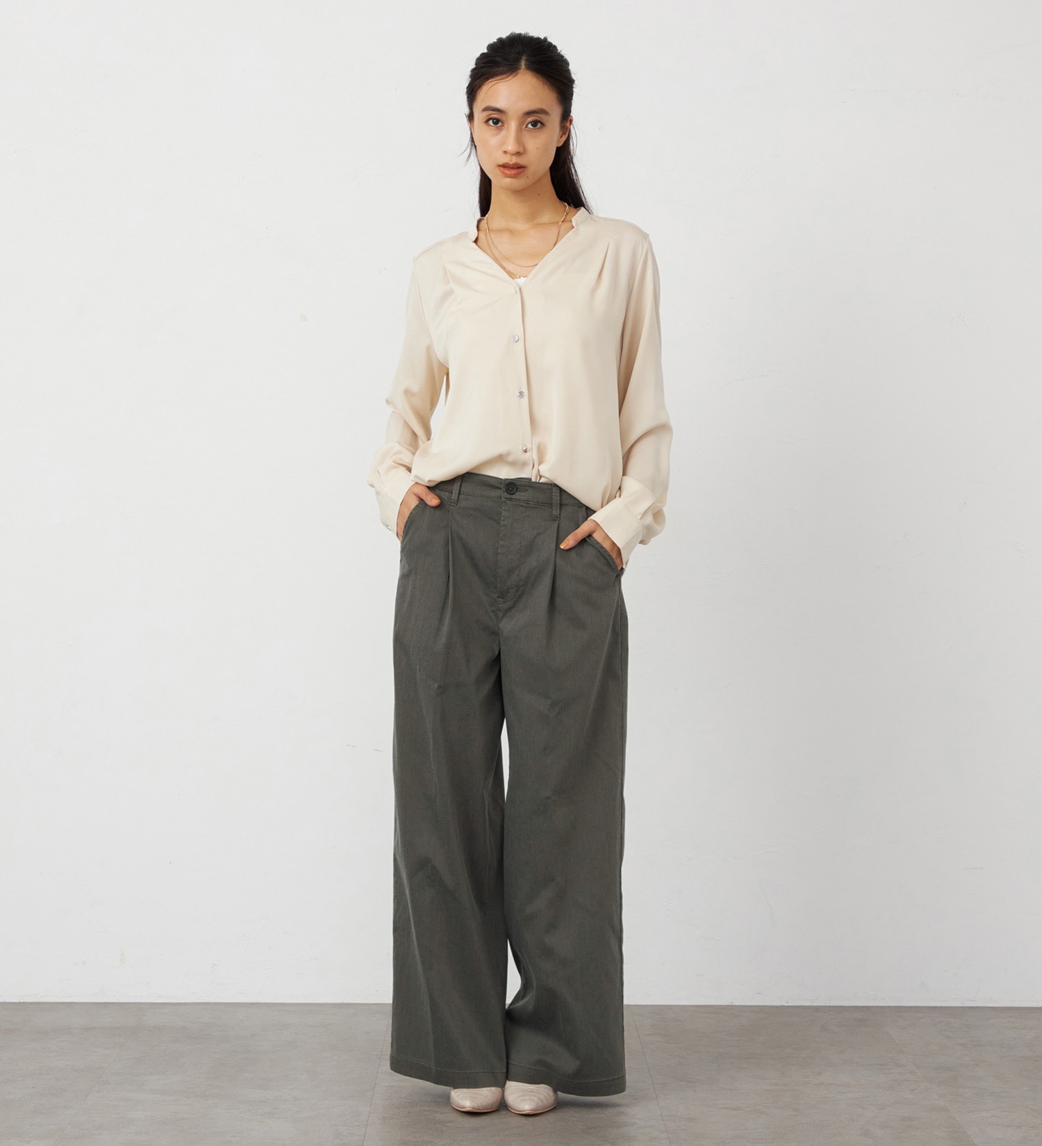 EDWIN(エドウイン)の【WEB・直営店舗限定】EDWIN LADIES キレカジ ワイドスラックスパンツ【洗える・防シワ】|パンツ/スラックス/レディース|ブラウン
