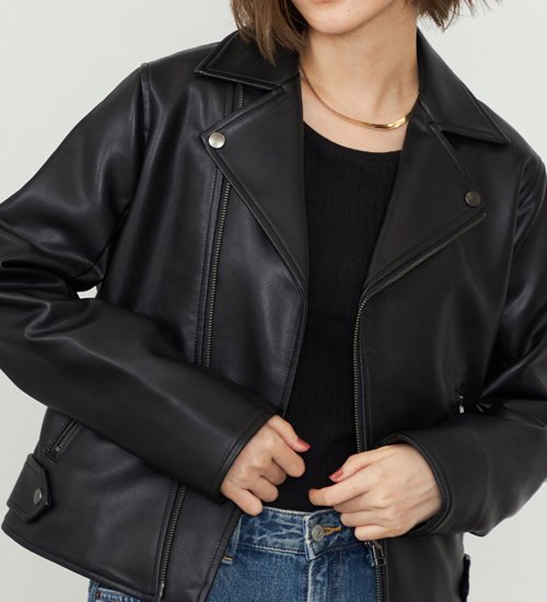 【WEB・直営店舗限定】EDWIN LADIES フェイクレザーライダースジャケット