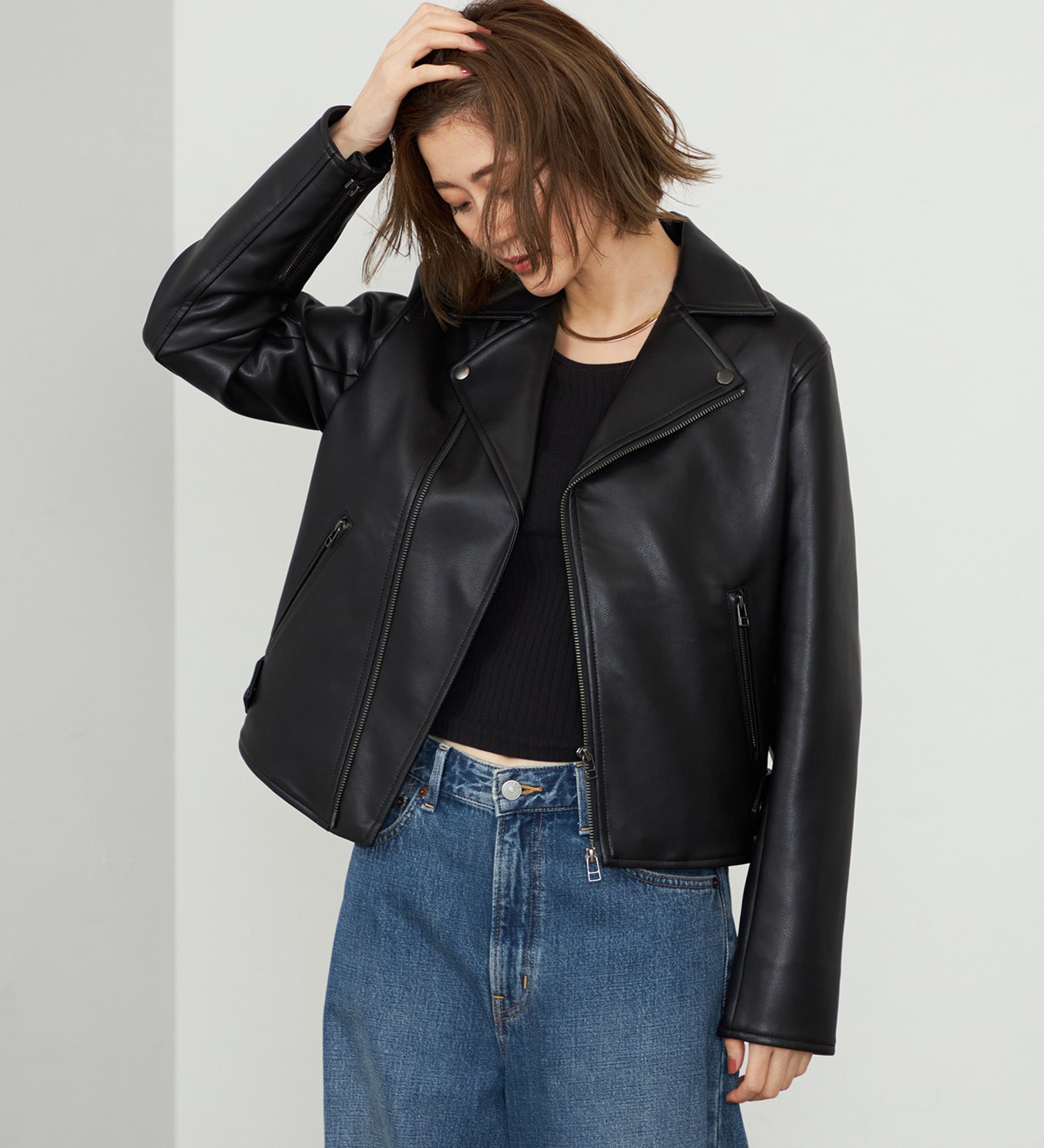 EDWIN(エドウイン)の【WEB・直営店舗限定】EDWIN LADIES フェイクレザーライダースジャケット|ジャケット/アウター/その他アウター/レディース|ブラック