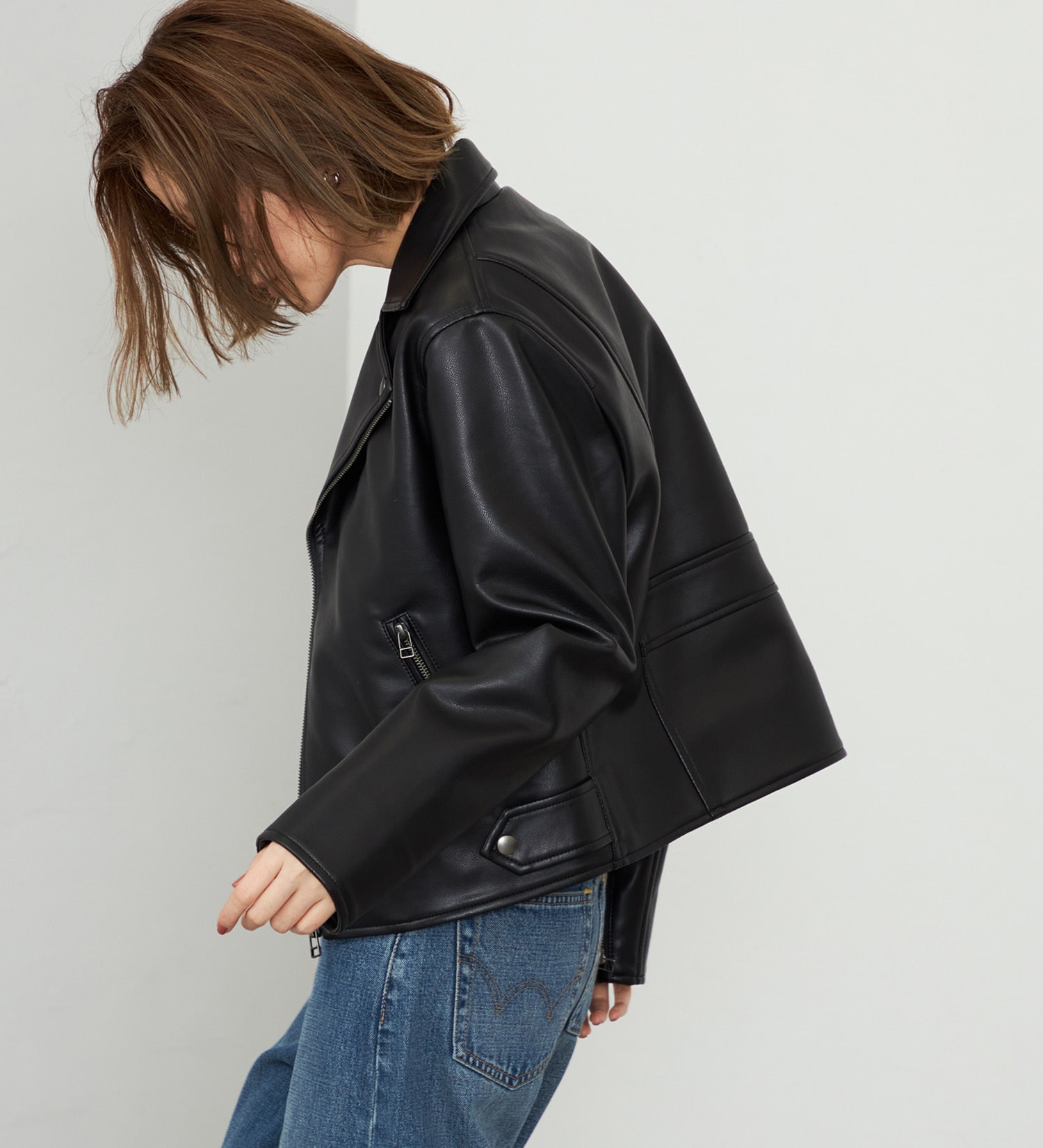 EDWIN(エドウイン)の【WEB・直営店舗限定】EDWIN LADIES フェイクレザーライダースジャケット|ジャケット/アウター/その他アウター/レディース|ブラック