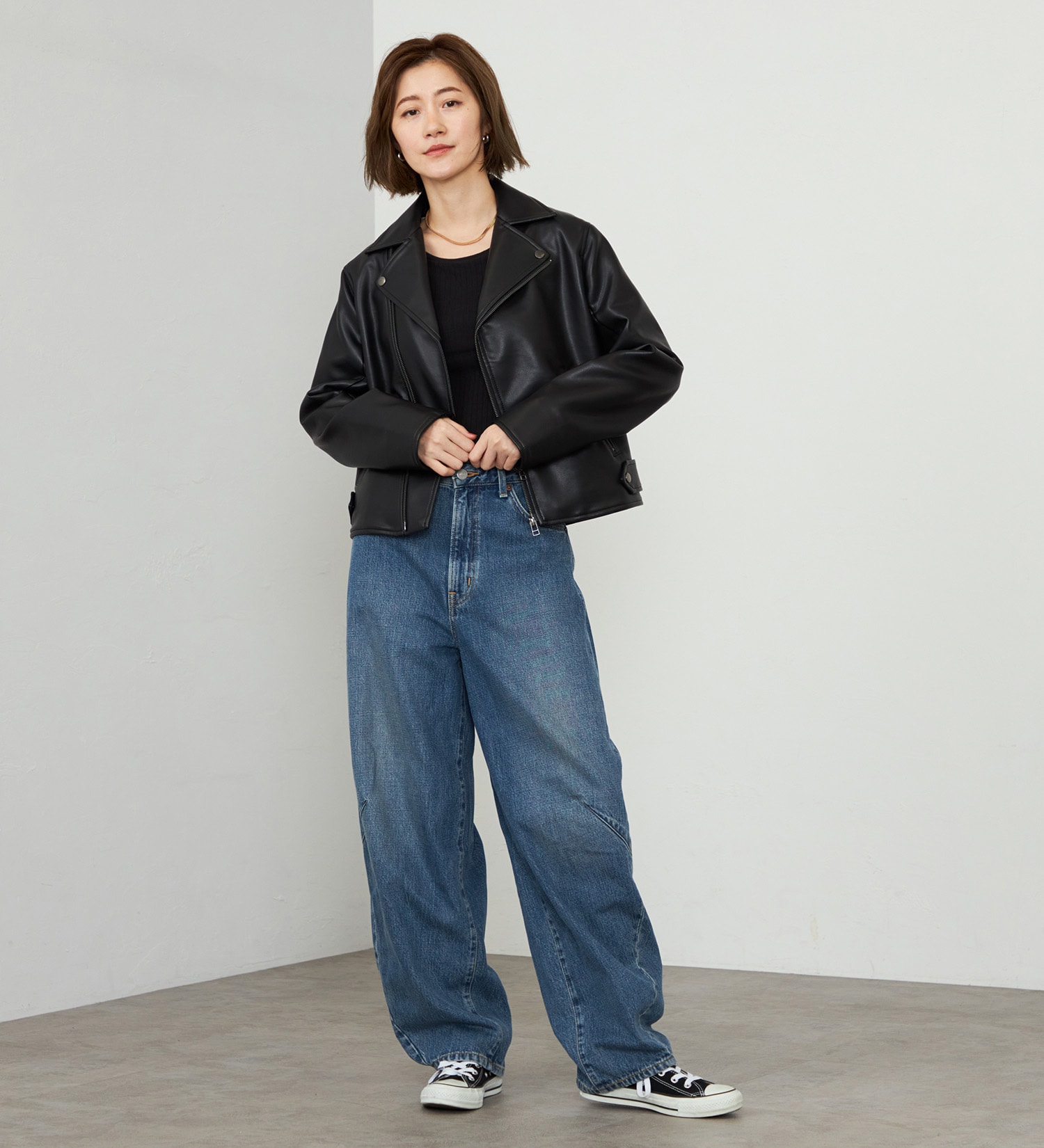 EDWIN(エドウイン)の【WEB・直営店舗限定】EDWIN LADIES フェイクレザーライダースジャケット|ジャケット/アウター/その他アウター/レディース|ブラック