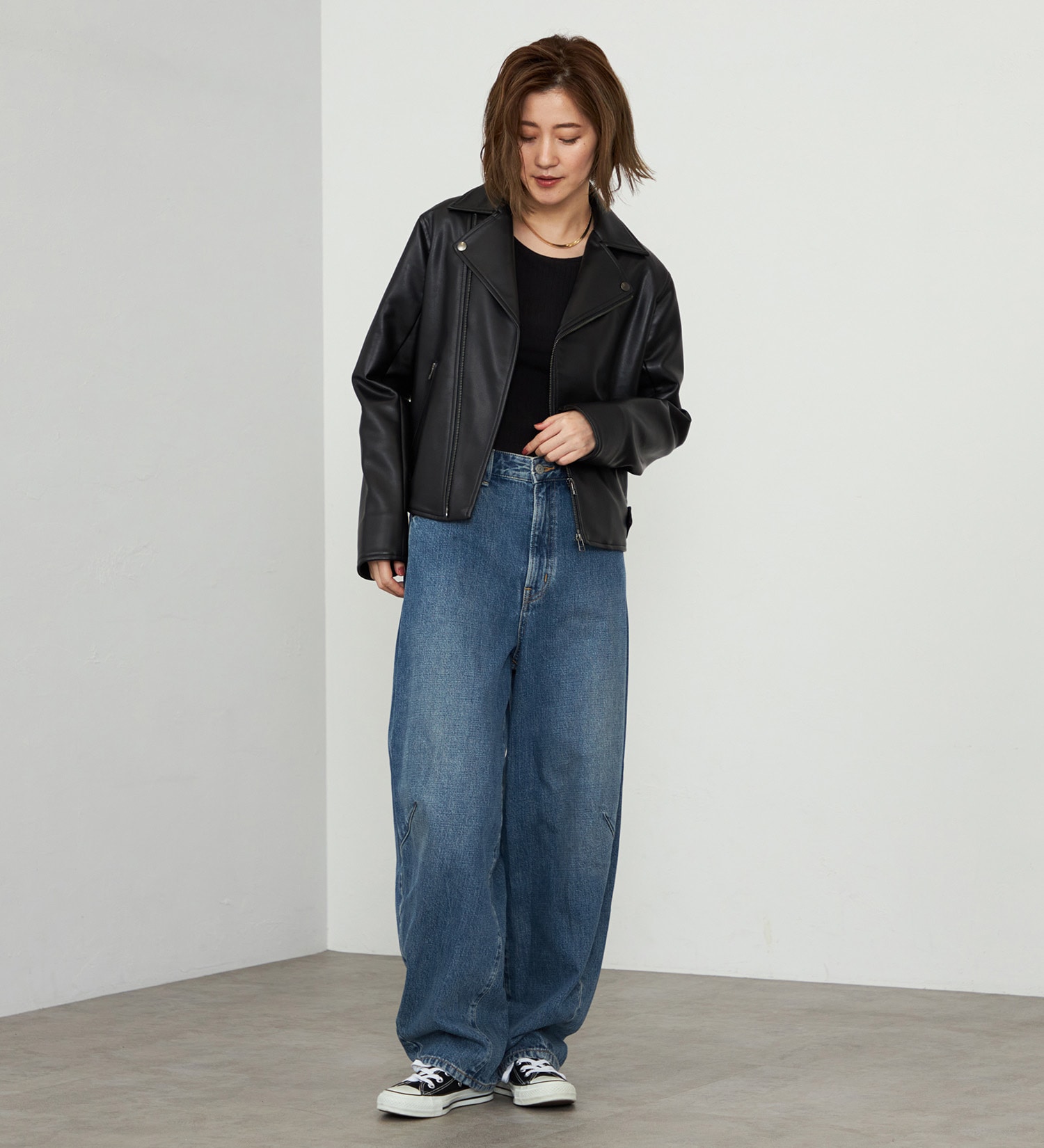 EDWIN(エドウイン)の【WEB・直営店舗限定】EDWIN LADIES フェイクレザーライダースジャケット|ジャケット/アウター/その他アウター/レディース|ブラック