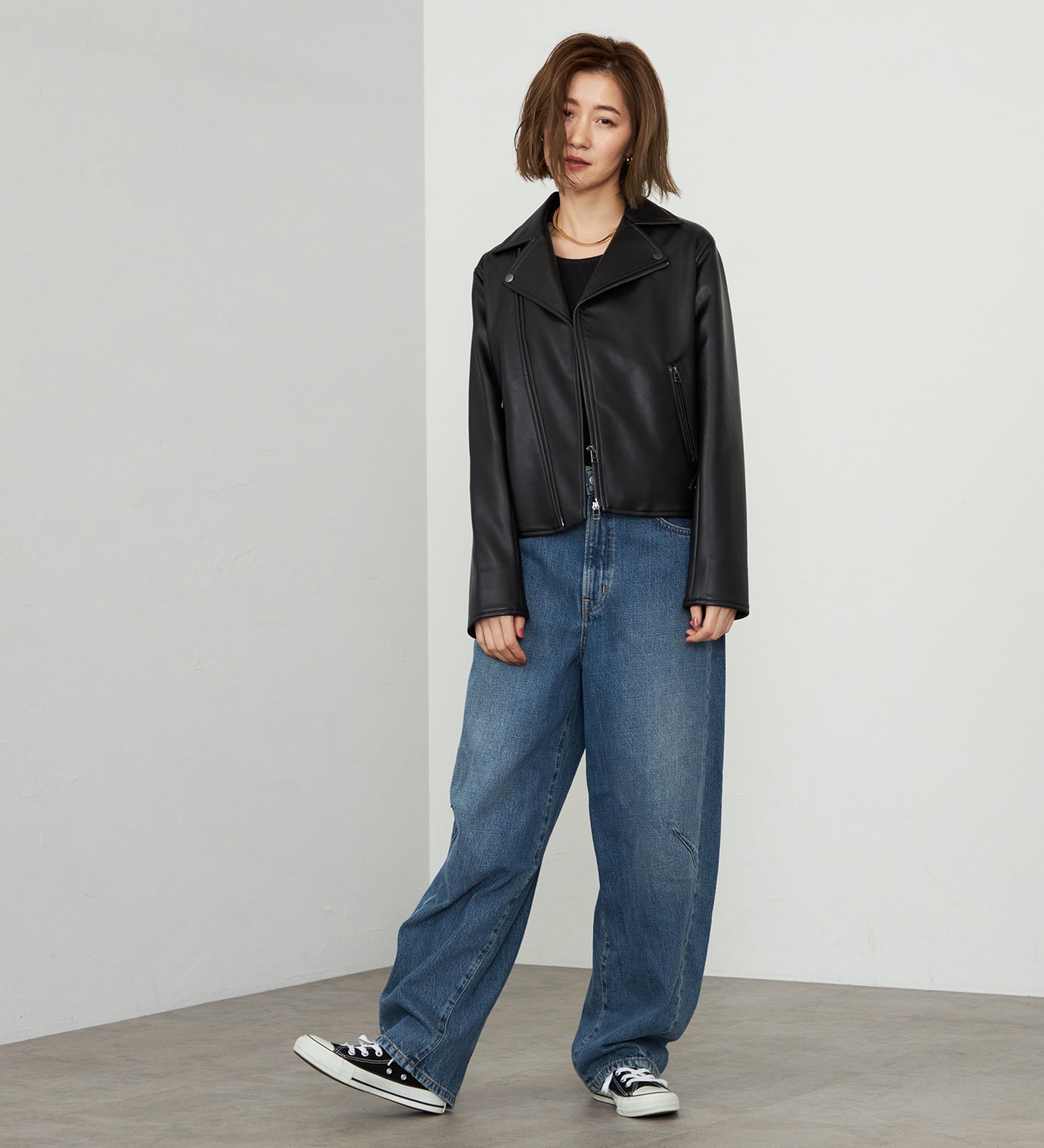 EDWIN(エドウイン)の【WEB・直営店舗限定】EDWIN LADIES フェイクレザーライダースジャケット|ジャケット/アウター/その他アウター/レディース|ブラック