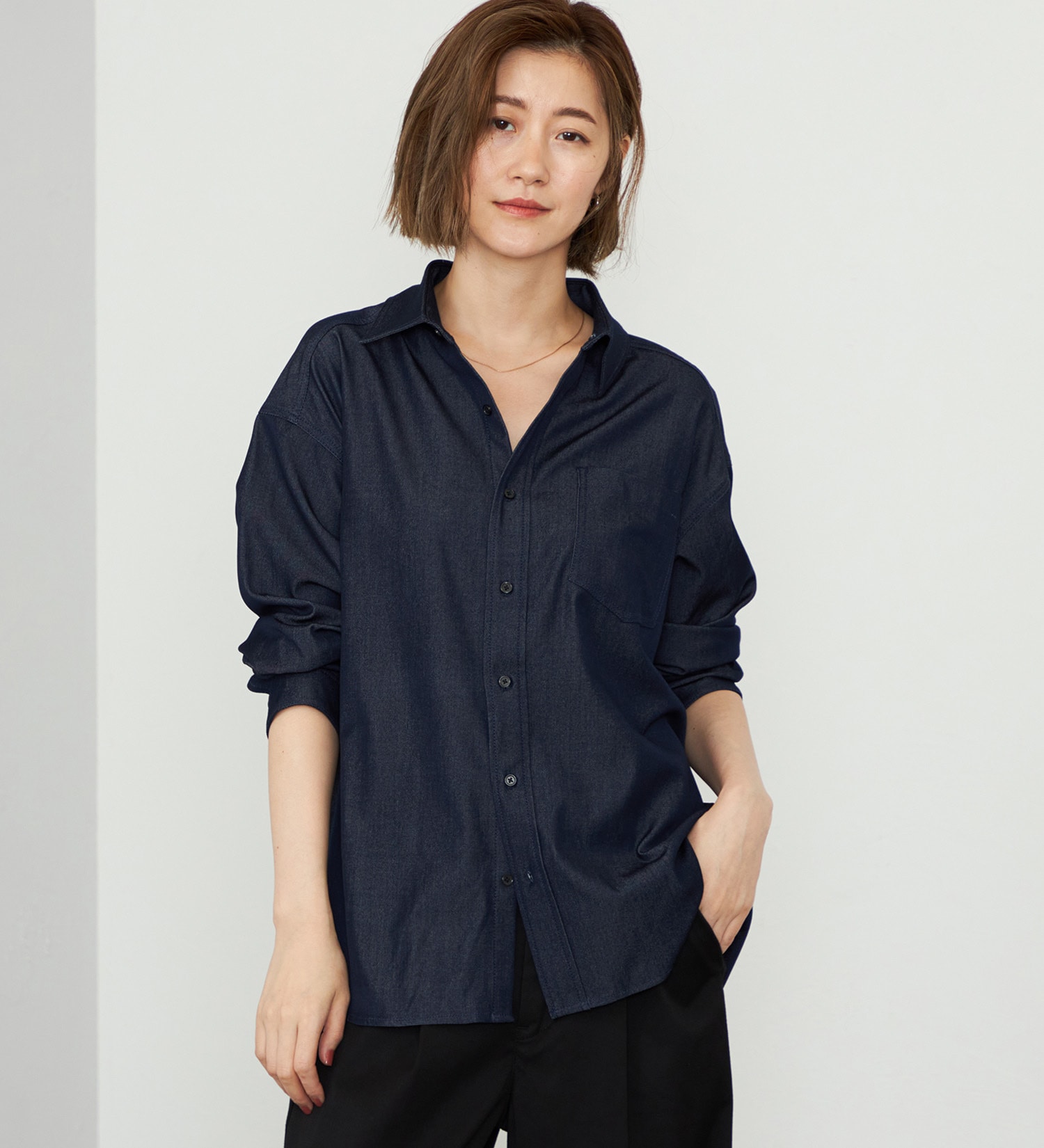 EDWIN(エドウイン)の【WEB・直営店舗限定】EDWIN LADIES ビッグフィットデニムシャツ|トップス/シャツ/ブラウス/レディース|インディゴブルー