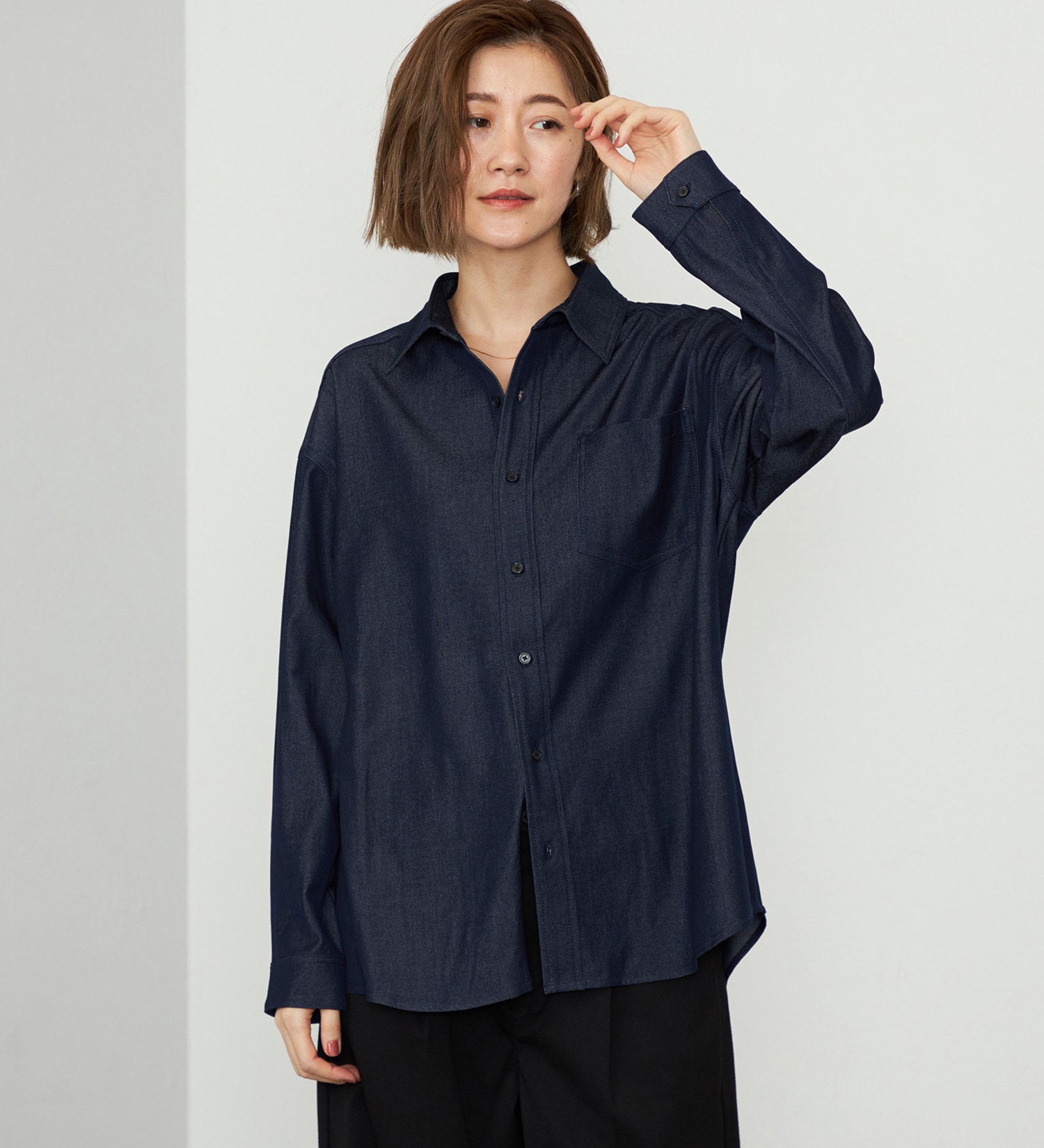 EDWIN(エドウイン)の【WEB・直営店舗限定】EDWIN LADIES ビッグフィットデニムシャツ|トップス/シャツ/ブラウス/レディース|インディゴブルー