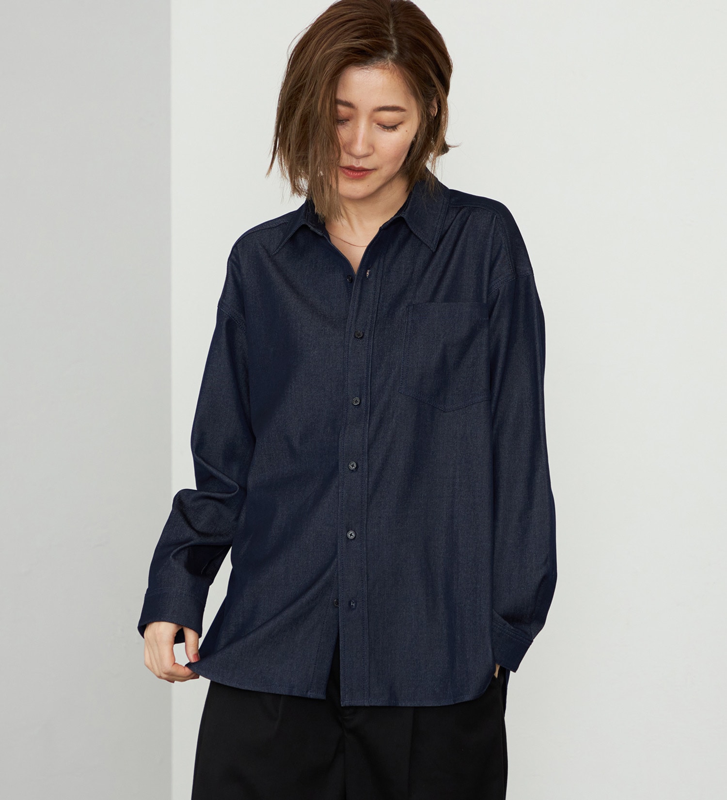 EDWIN(エドウイン)の【WEB・直営店舗限定】EDWIN LADIES ビッグフィットデニムシャツ|トップス/シャツ/ブラウス/レディース|インディゴブルー