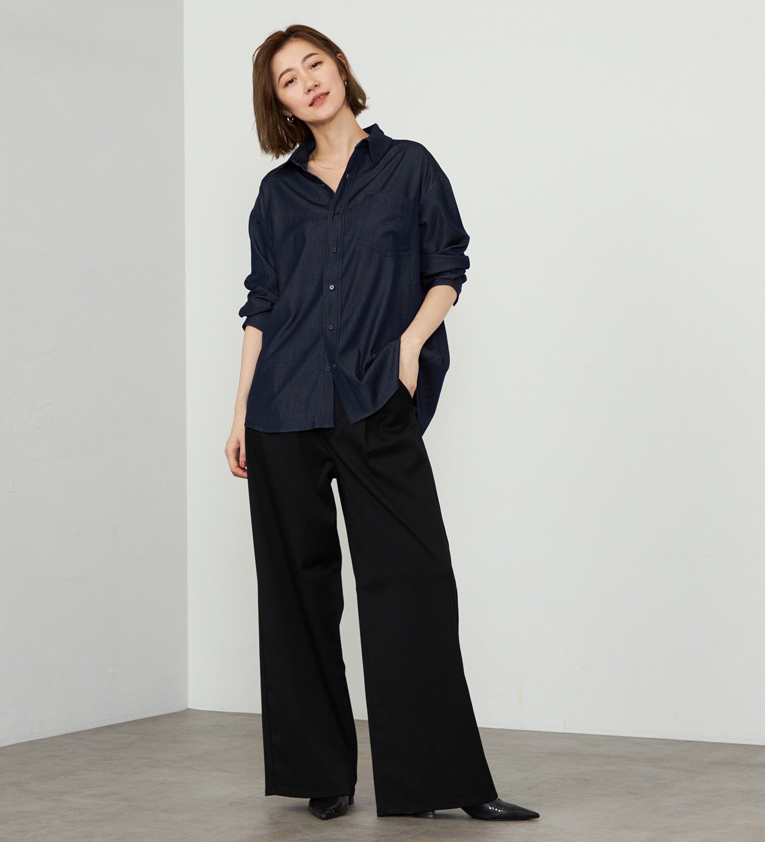 EDWIN(エドウイン)の【WEB・直営店舗限定】EDWIN LADIES ビッグフィットデニムシャツ|トップス/シャツ/ブラウス/レディース|インディゴブルー