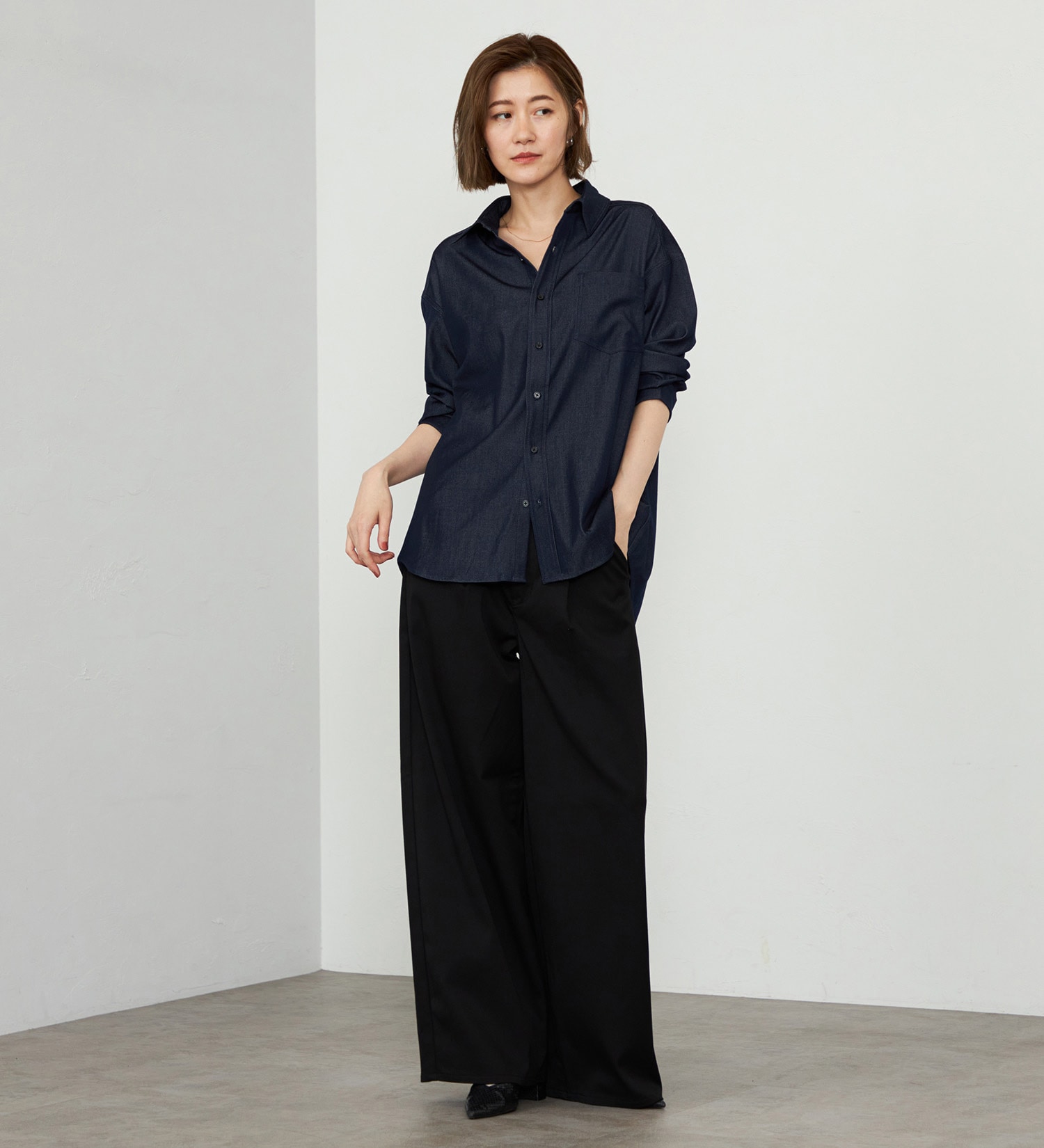 EDWIN(エドウイン)の【WEB・直営店舗限定】EDWIN LADIES ビッグフィットデニムシャツ|トップス/シャツ/ブラウス/レディース|インディゴブルー