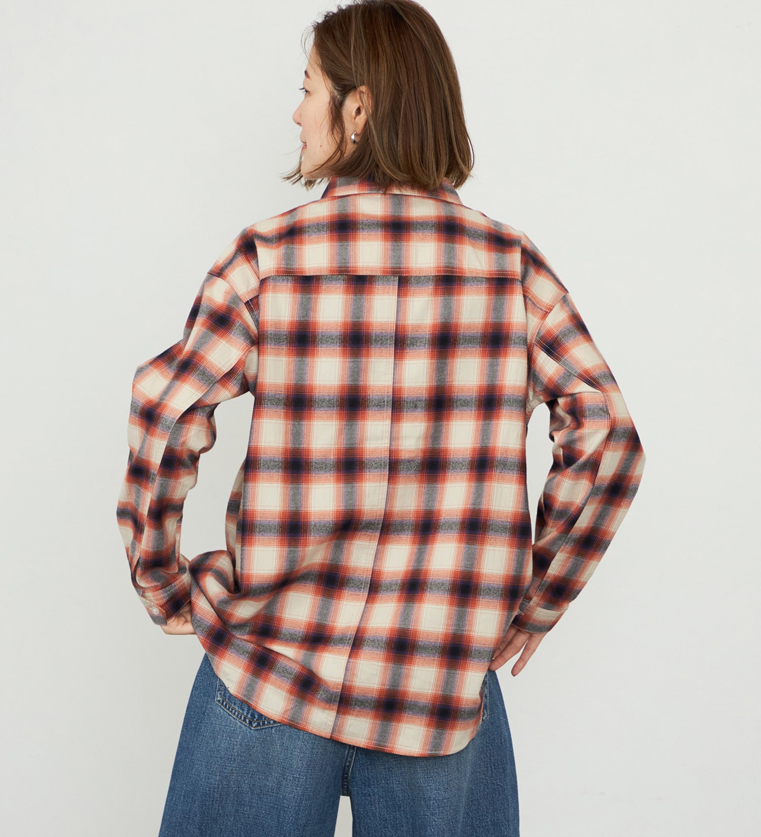 EDWIN(エドウイン)の【WEB・直営店舗限定】EDWIN LADIES ビッグフィットチェックシャツ|トップス/シャツ/ブラウス/レディース|オレンジ