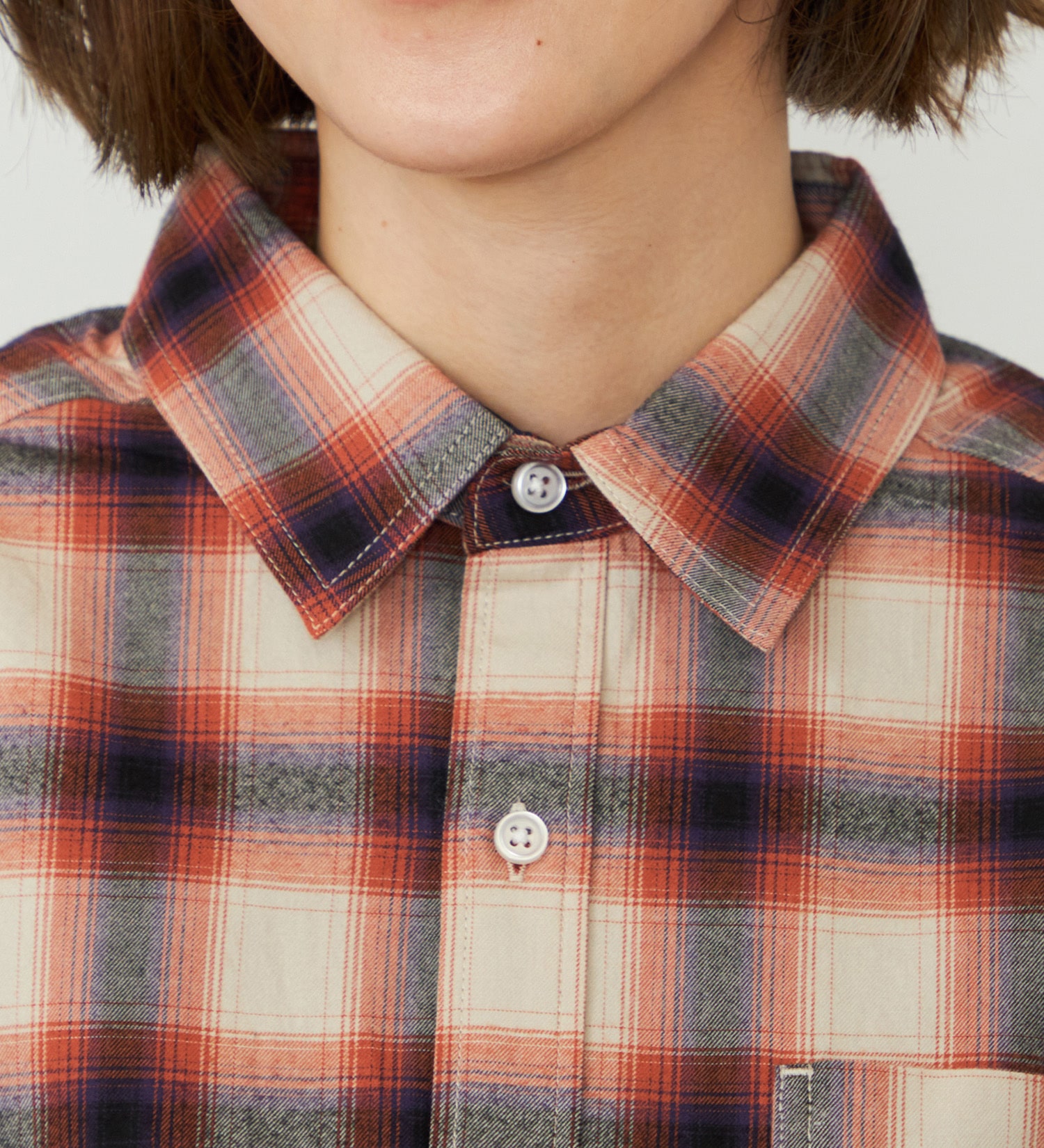 EDWIN(エドウイン)の【WEB・直営店舗限定】EDWIN LADIES ビッグフィットチェックシャツ|トップス/シャツ/ブラウス/レディース|オレンジ