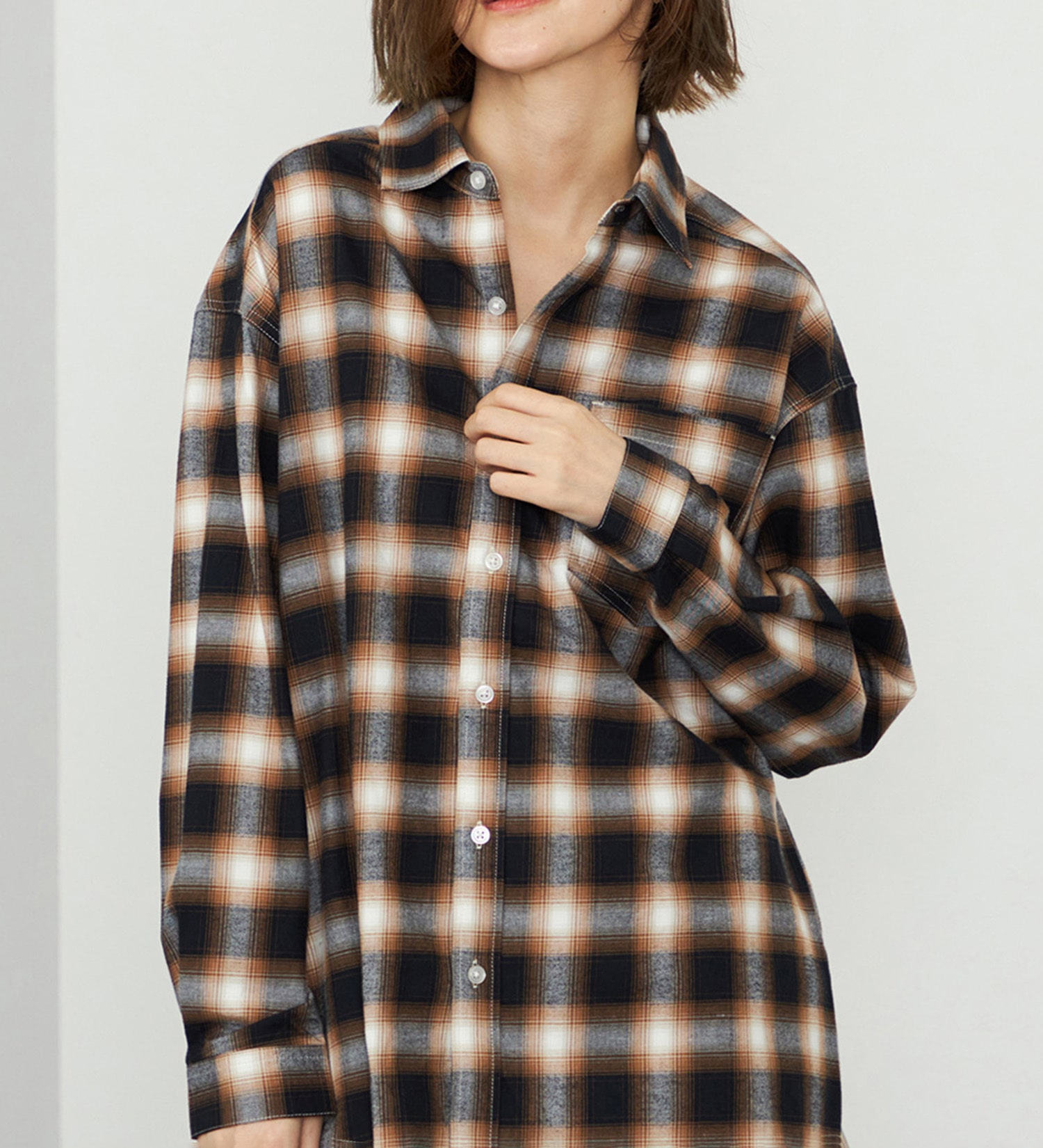 EDWIN(エドウイン)の【WEB・直営店舗限定】EDWIN LADIES ビッグフィットチェックシャツ|トップス/シャツ/ブラウス/レディース|ブラウン