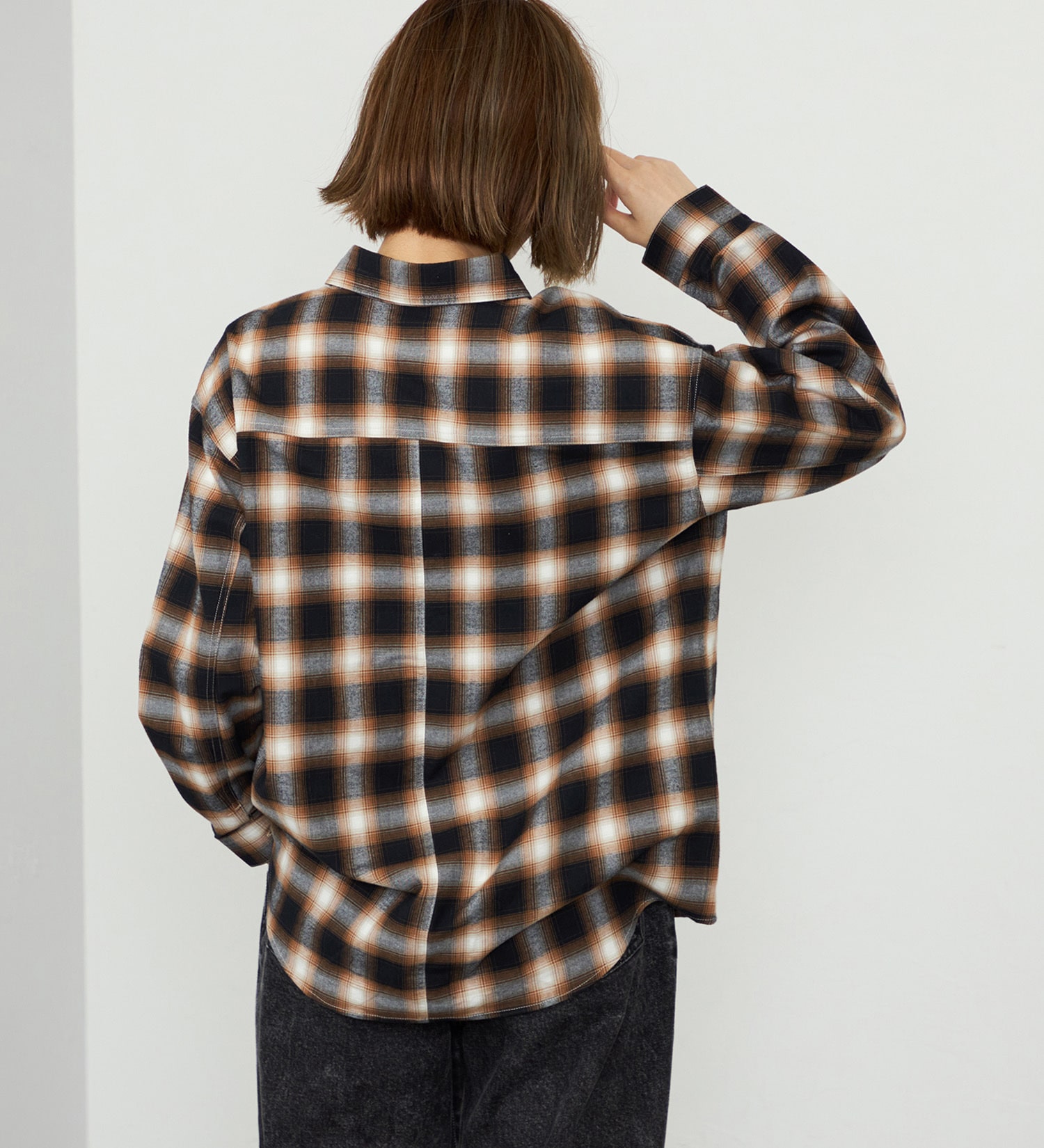 EDWIN(エドウイン)の【WEB・直営店舗限定】EDWIN LADIES ビッグフィットチェックシャツ|トップス/シャツ/ブラウス/レディース|ブラウン