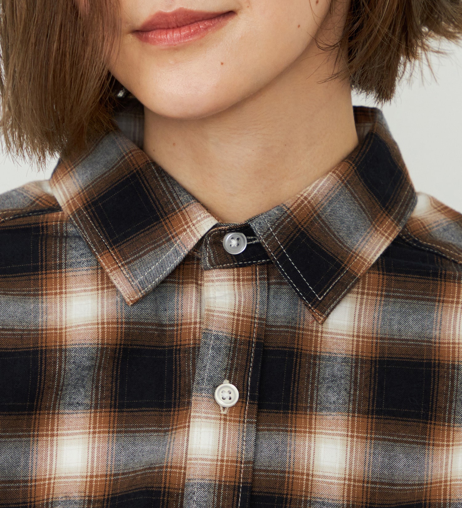 EDWIN(エドウイン)の【WEB・直営店舗限定】EDWIN LADIES ビッグフィットチェックシャツ|トップス/シャツ/ブラウス/レディース|ブラウン