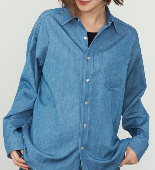 EDWIN(エドウイン)の【WEB・直営店舗限定】EDWIN LADIES ビッグフィットデニムシャツ|トップス/シャツ/ブラウス/レディース|ブルー