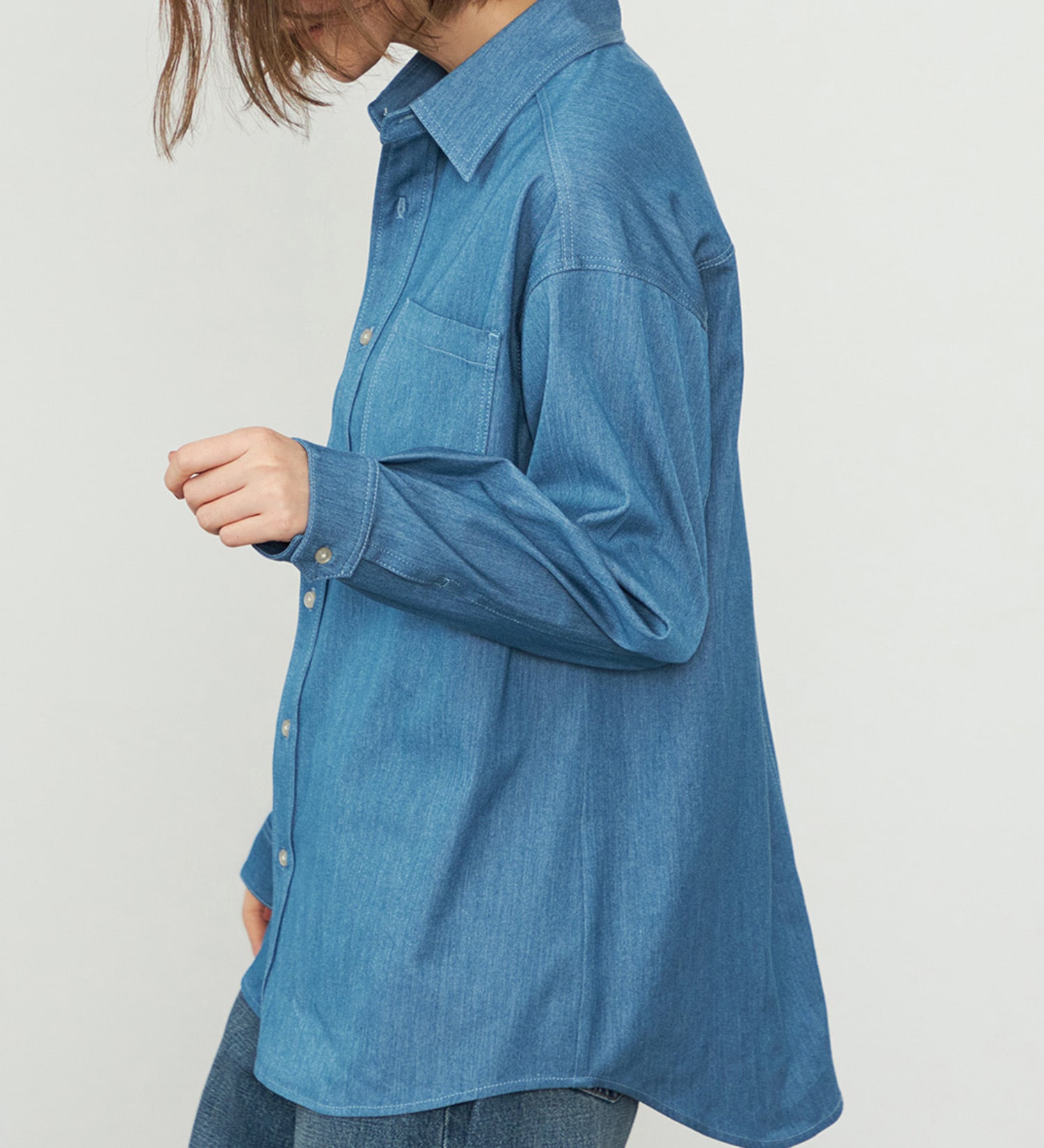 EDWIN(エドウイン)の【WEB・直営店舗限定】EDWIN LADIES ビッグフィットデニムシャツ|トップス/シャツ/ブラウス/レディース|ブルー