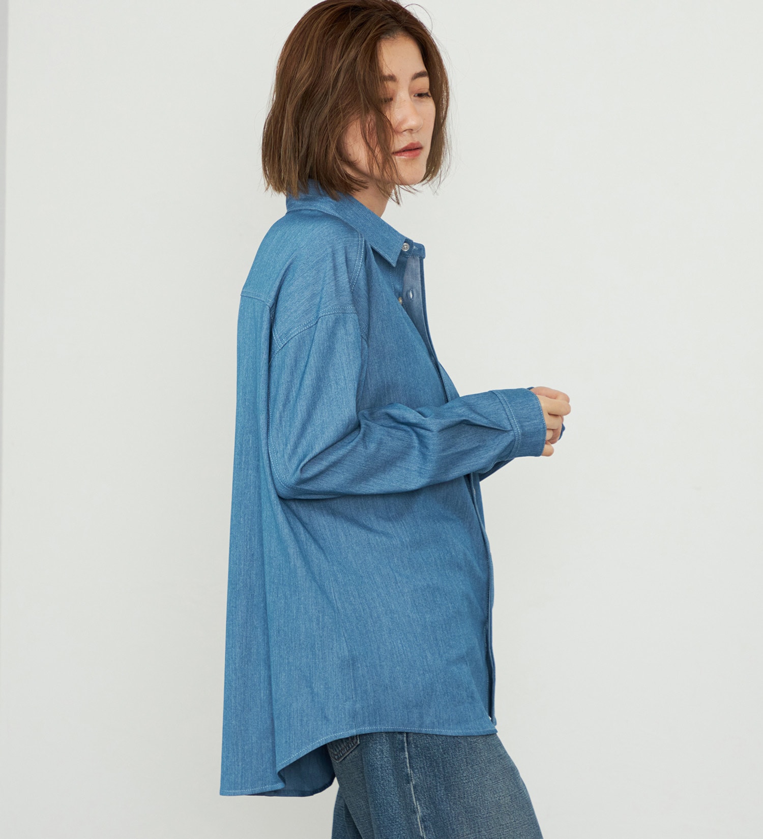 EDWIN(エドウイン)の【WEB・直営店舗限定】EDWIN LADIES ビッグフィットデニムシャツ|トップス/シャツ/ブラウス/レディース|ブルー