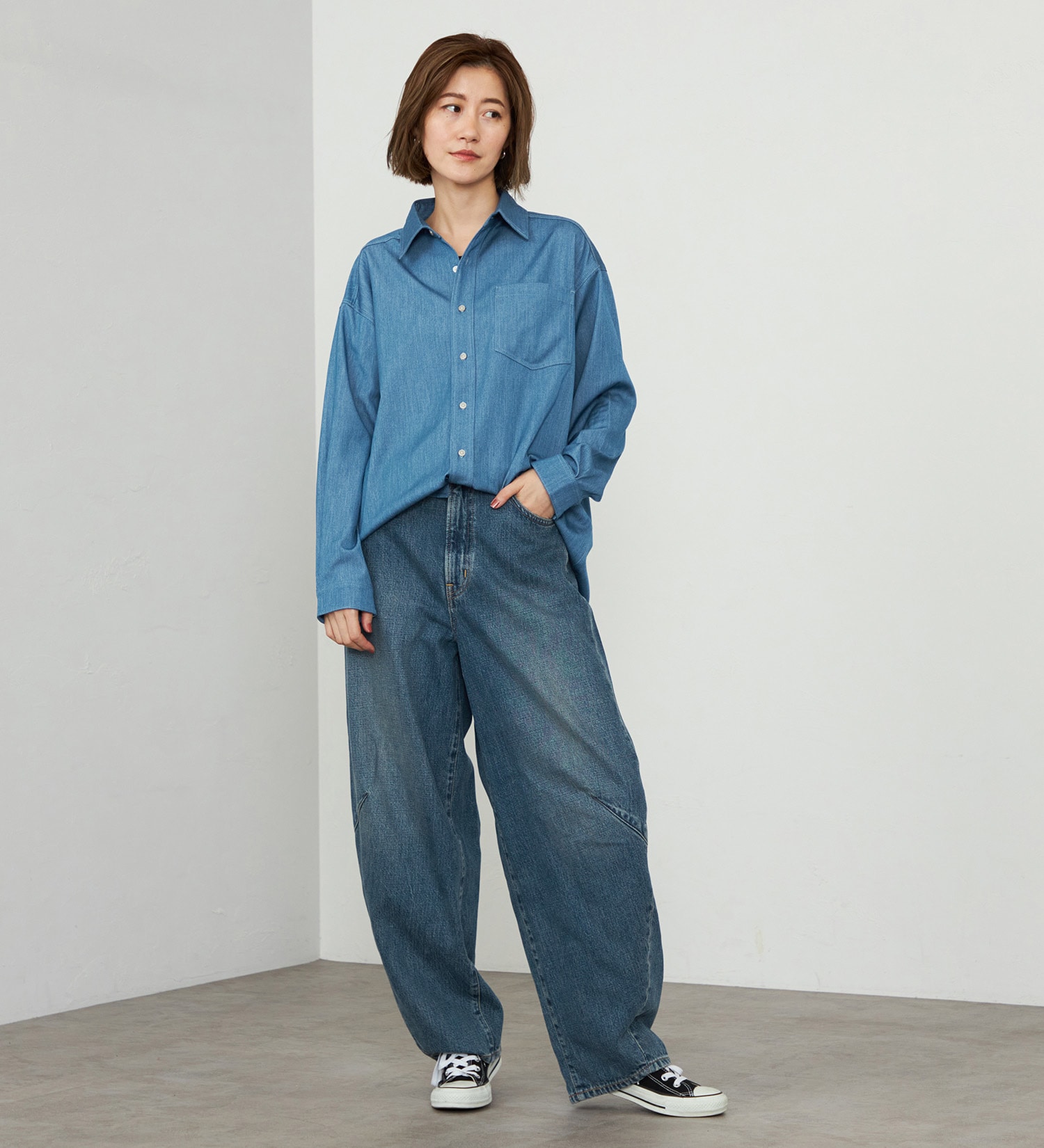 EDWIN(エドウイン)の【WEB・直営店舗限定】EDWIN LADIES ビッグフィットデニムシャツ|トップス/シャツ/ブラウス/レディース|ブルー